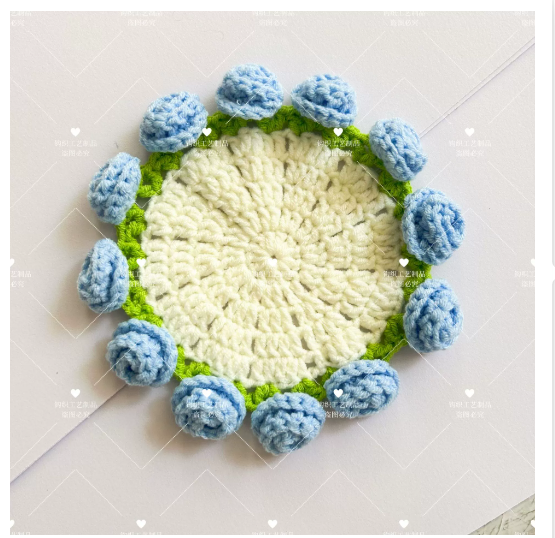 DIY Rose Crochet Coaster Kit – Handmade Flower Coaster Craft Set for Beginners