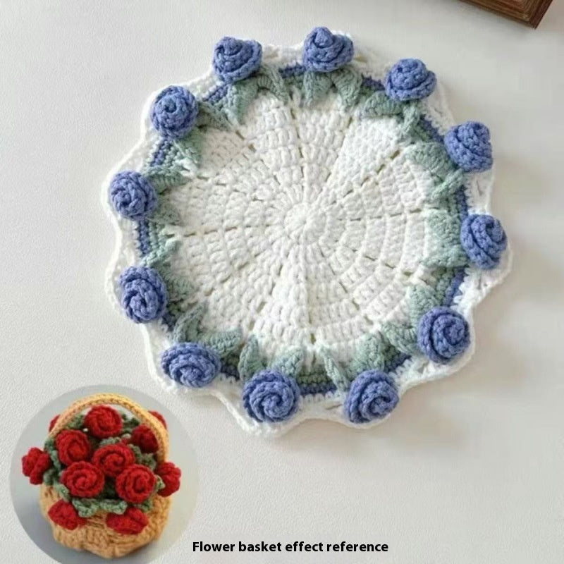 DIY Rose Crochet Coaster Kit – Handmade Flower Coaster Craft Set for Beginners
