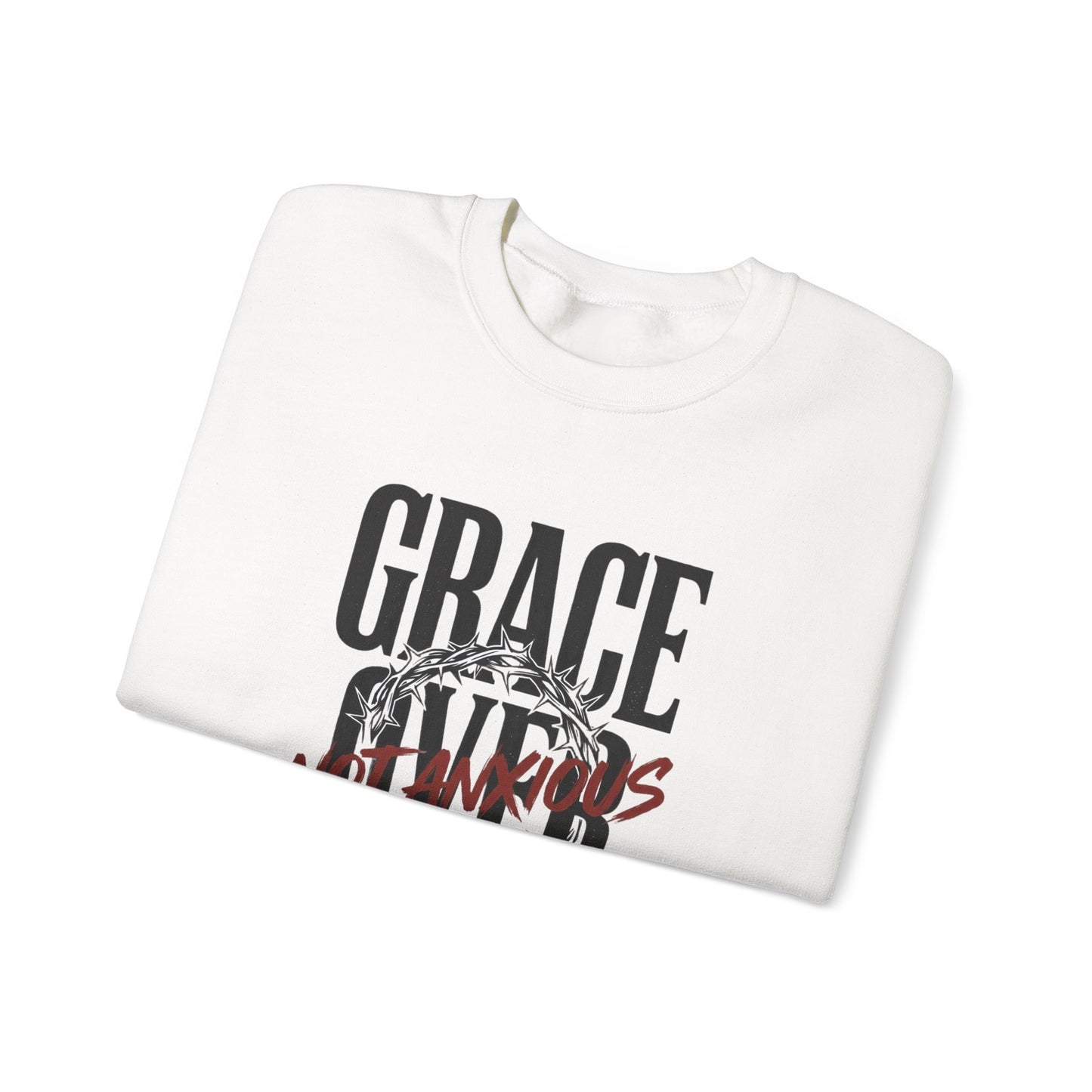 Grace Over Fear Sweatshirt | Christian Streetwear, Distressed Typography
