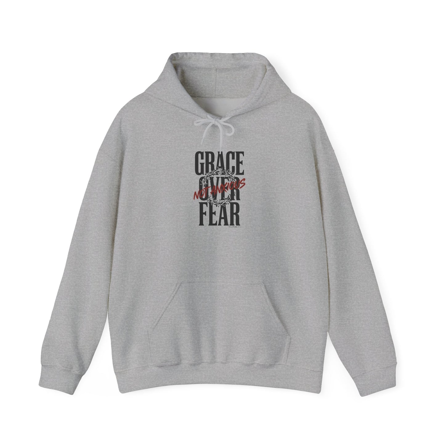 Grace Over Fear Hoodie | Christian Streetwear, Distressed Typography