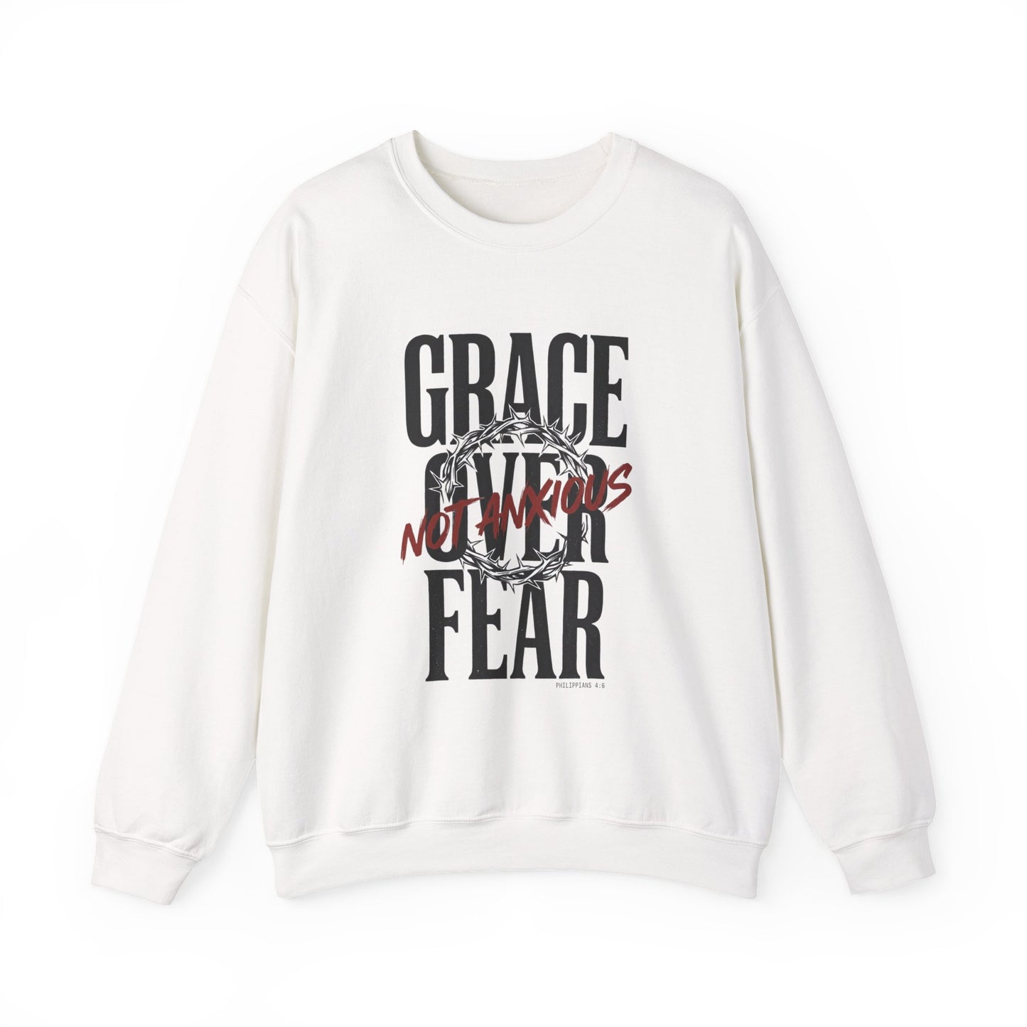 Grace Over Fear Sweatshirt | Christian Streetwear, Distressed Typography