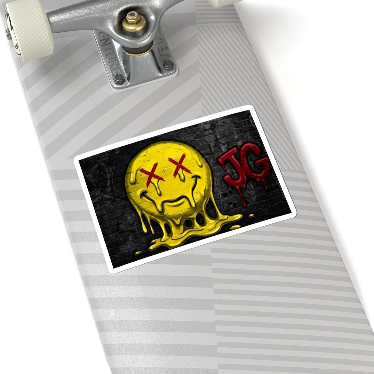 Melting Smile Sticker — Grunge Dripping Emoji Kiss-Cut Decal