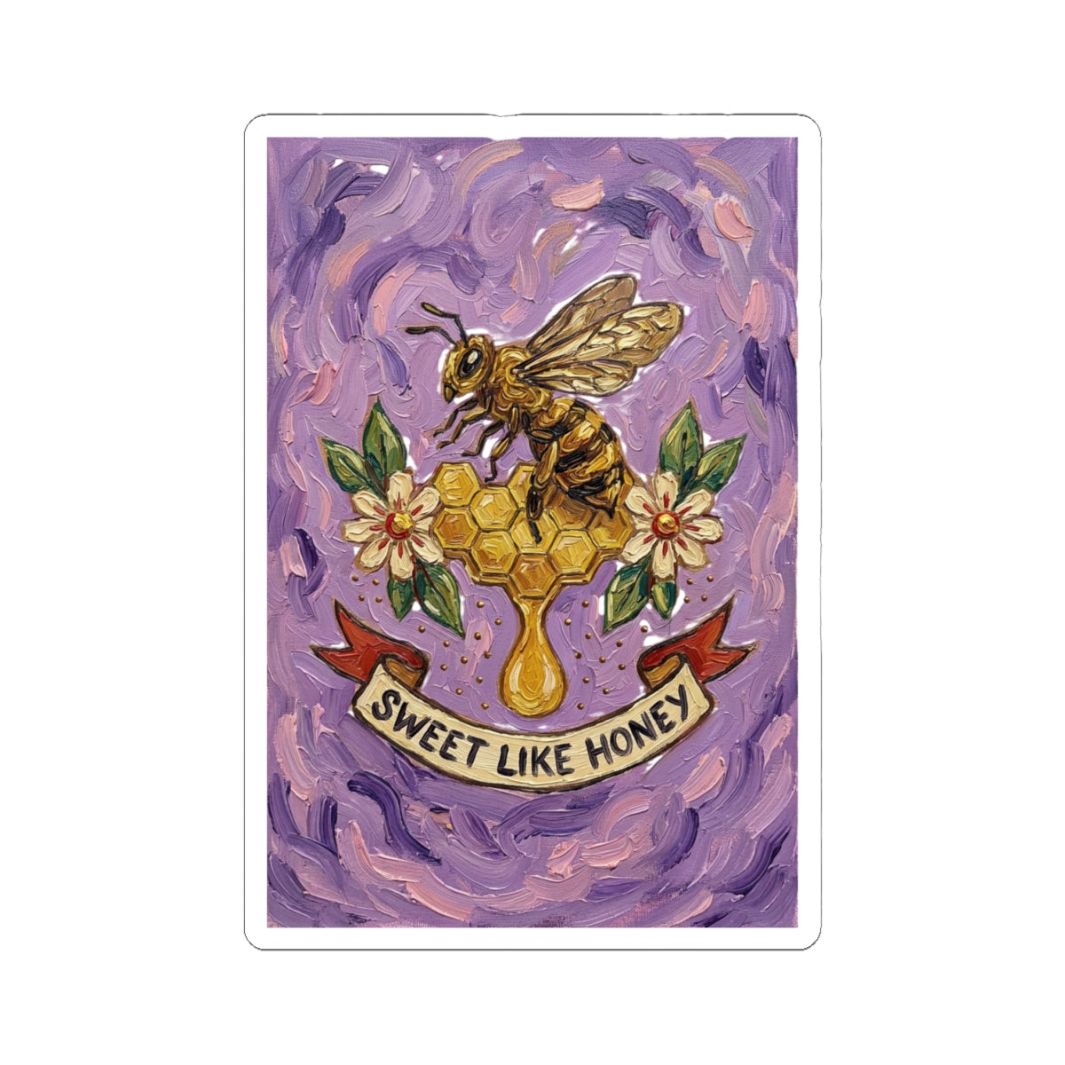 Sweet Like Honey Bee Sticker | Traditional Tattoo-Inspired, Floral Banner