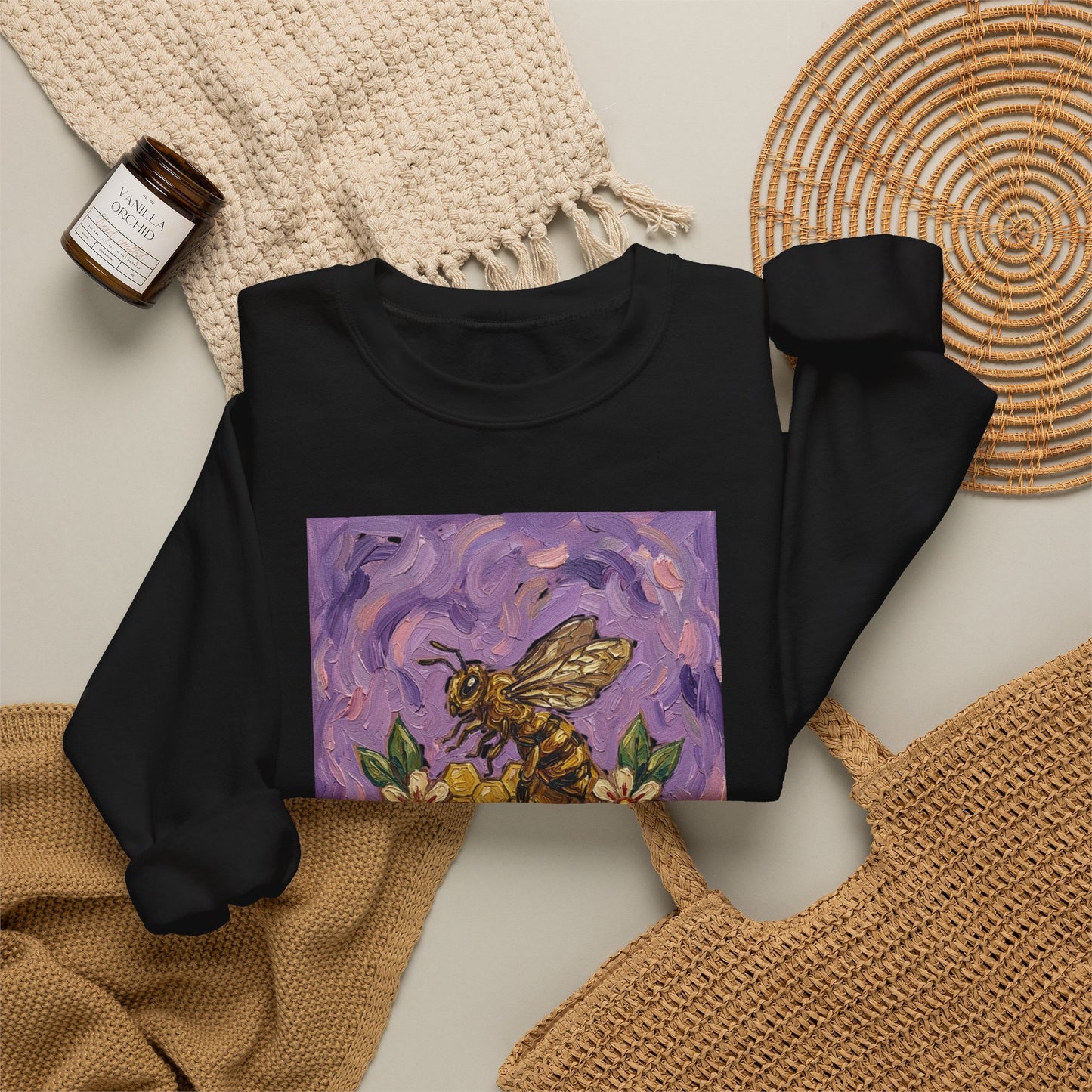 Sweet Like Honey Bee Sweatshirt | Traditional Tattoo Floral Banner