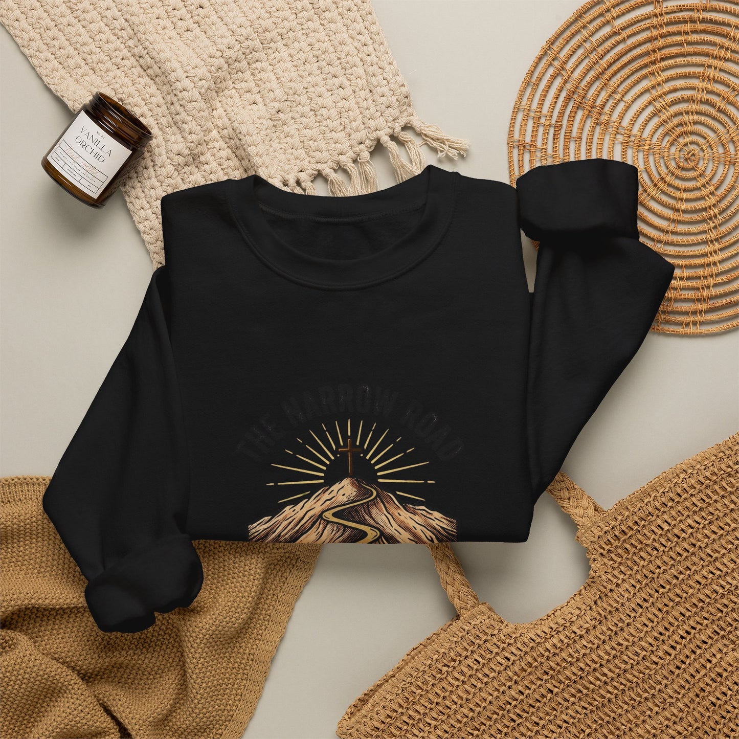 The Narrow Road Matthew 7:14 Crewneck Sweatshirt | Christian Streetwear