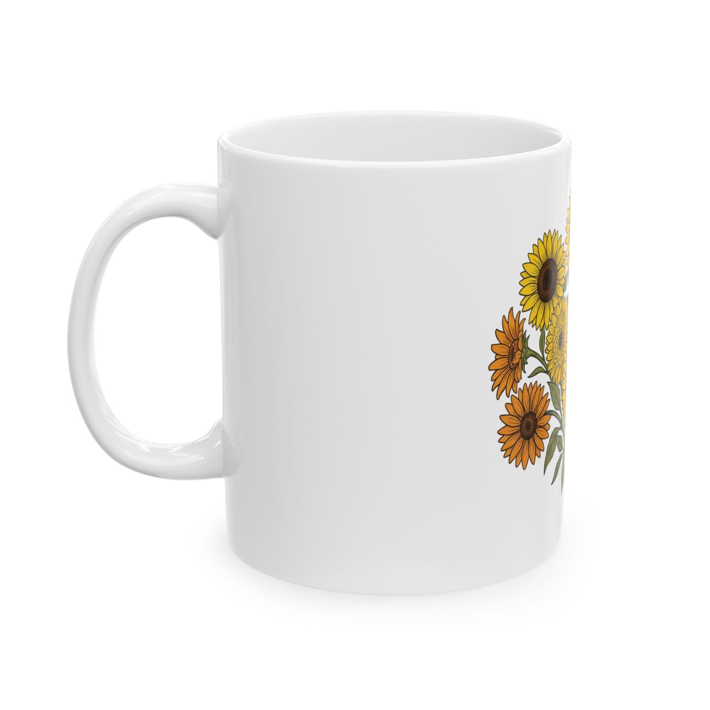 Sunflower Bouquet Ceramic Mug — Vintage Floral Coffee Cup (11oz & 15oz)