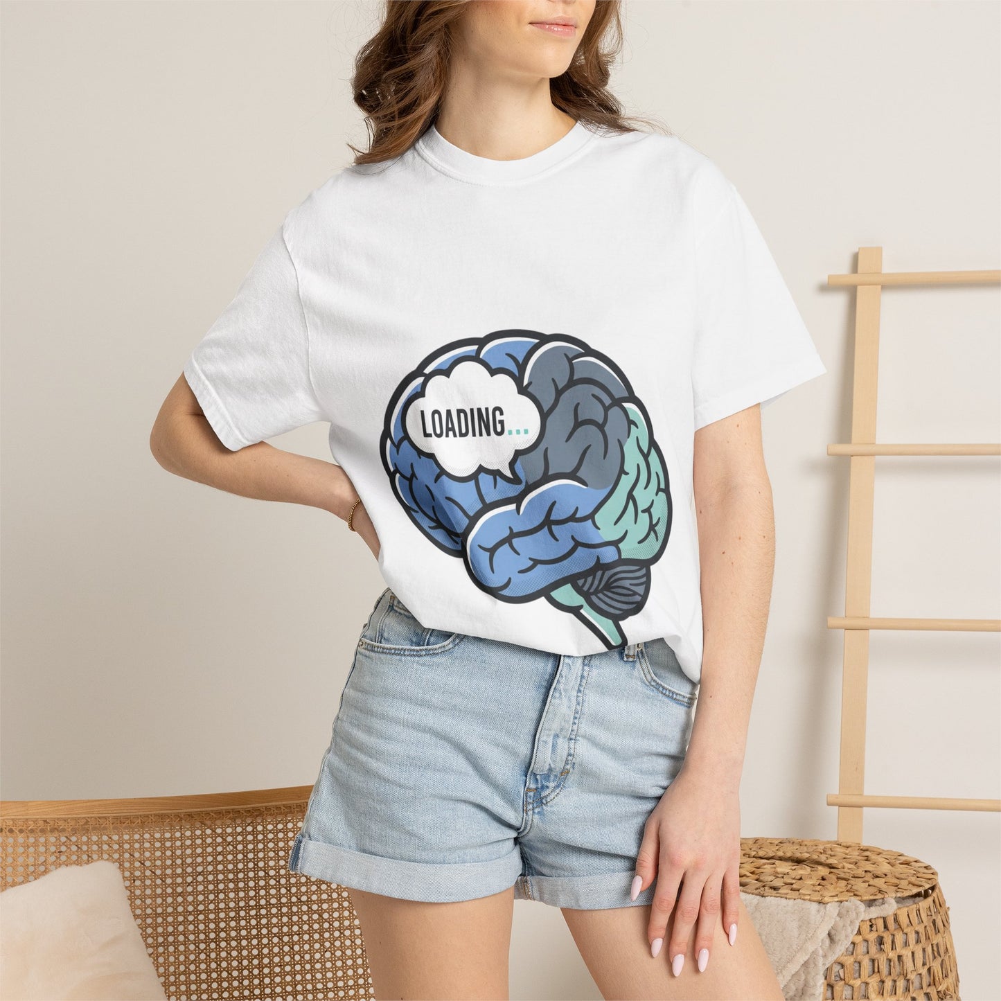Loading Brain Graphic Tee — “Activate with a Cup of Coffee” Novelty T-Shirt
