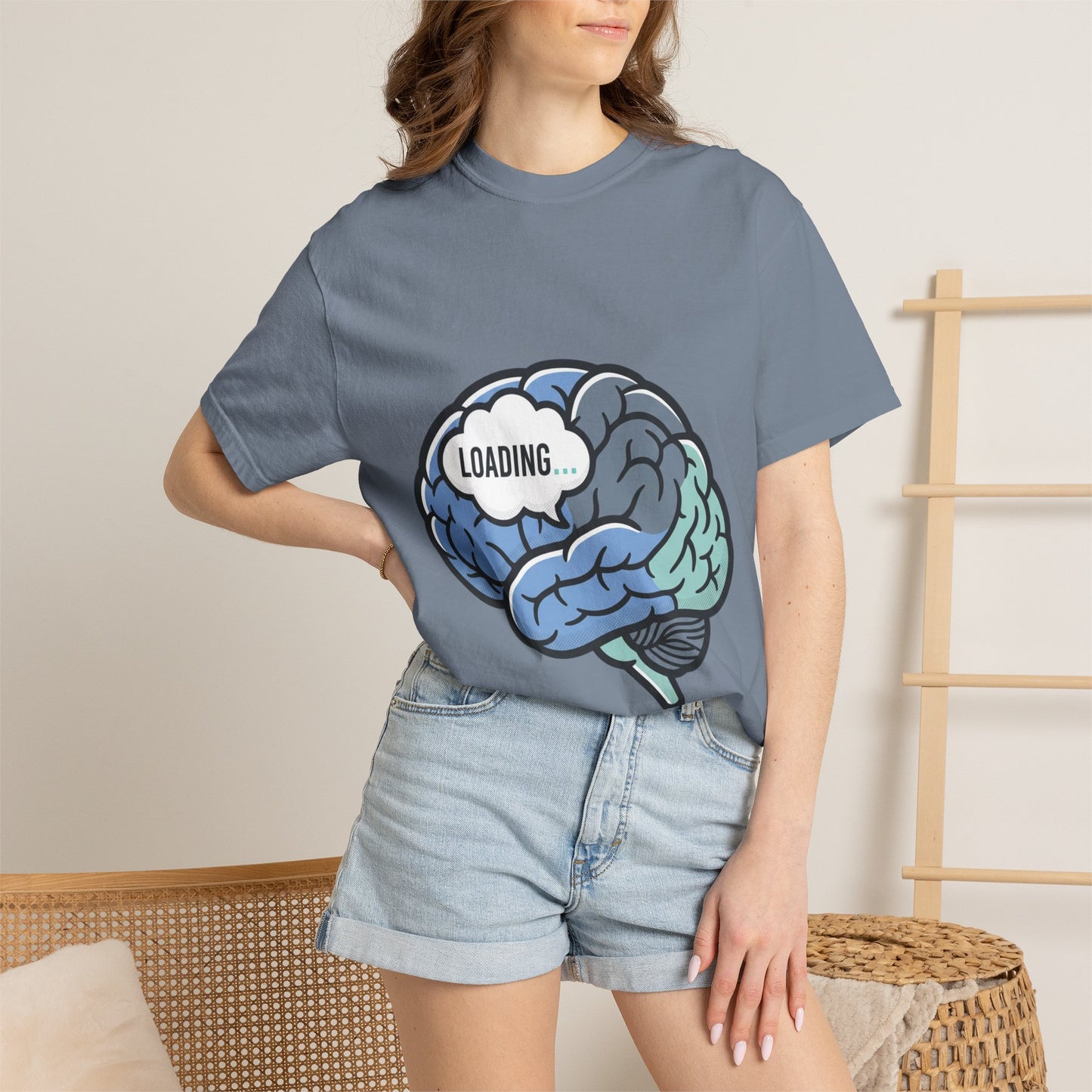 Loading Brain Graphic Tee — “Activate with a Cup of Coffee” Novelty T-Shirt