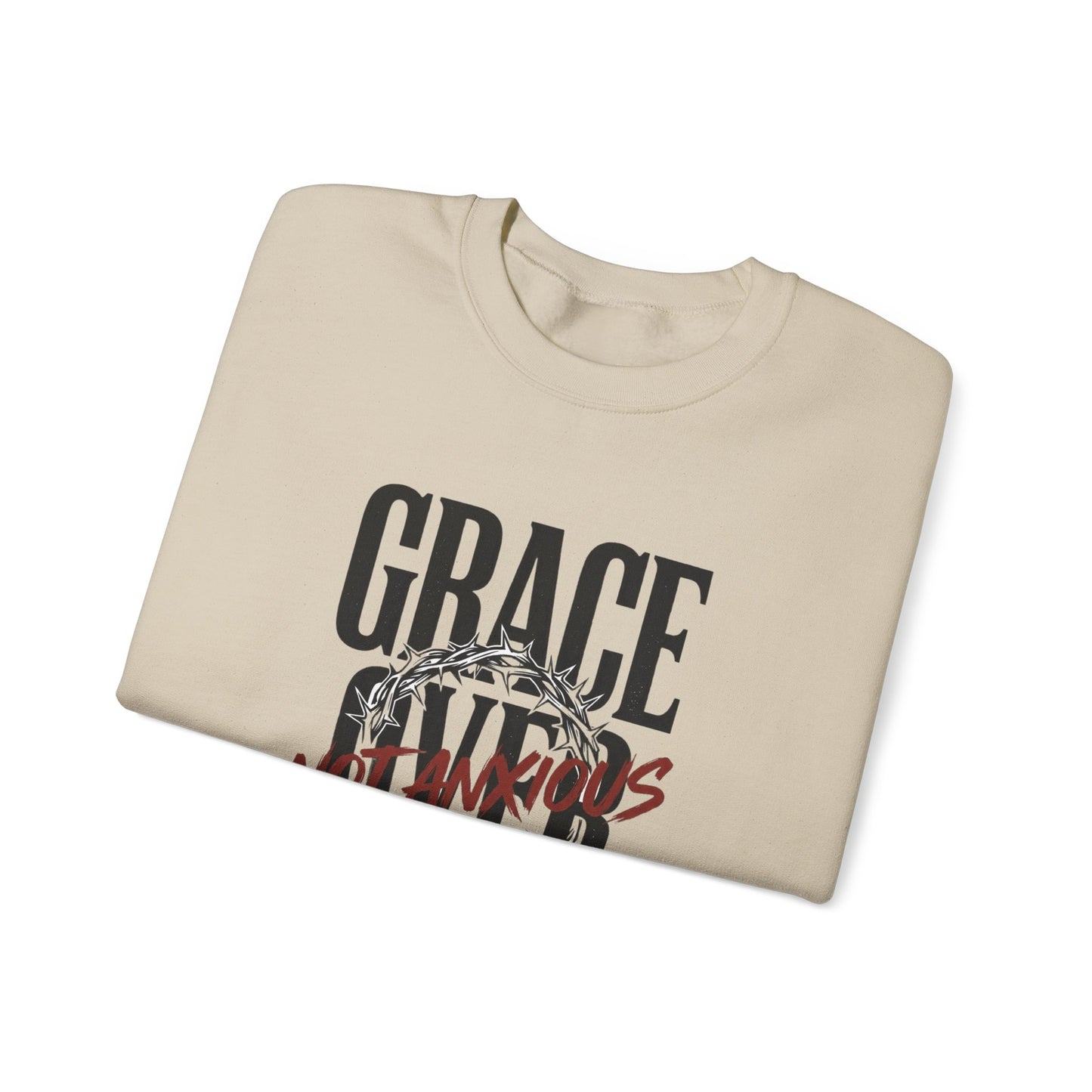 Grace Over Fear Sweatshirt | Christian Streetwear, Distressed Typography