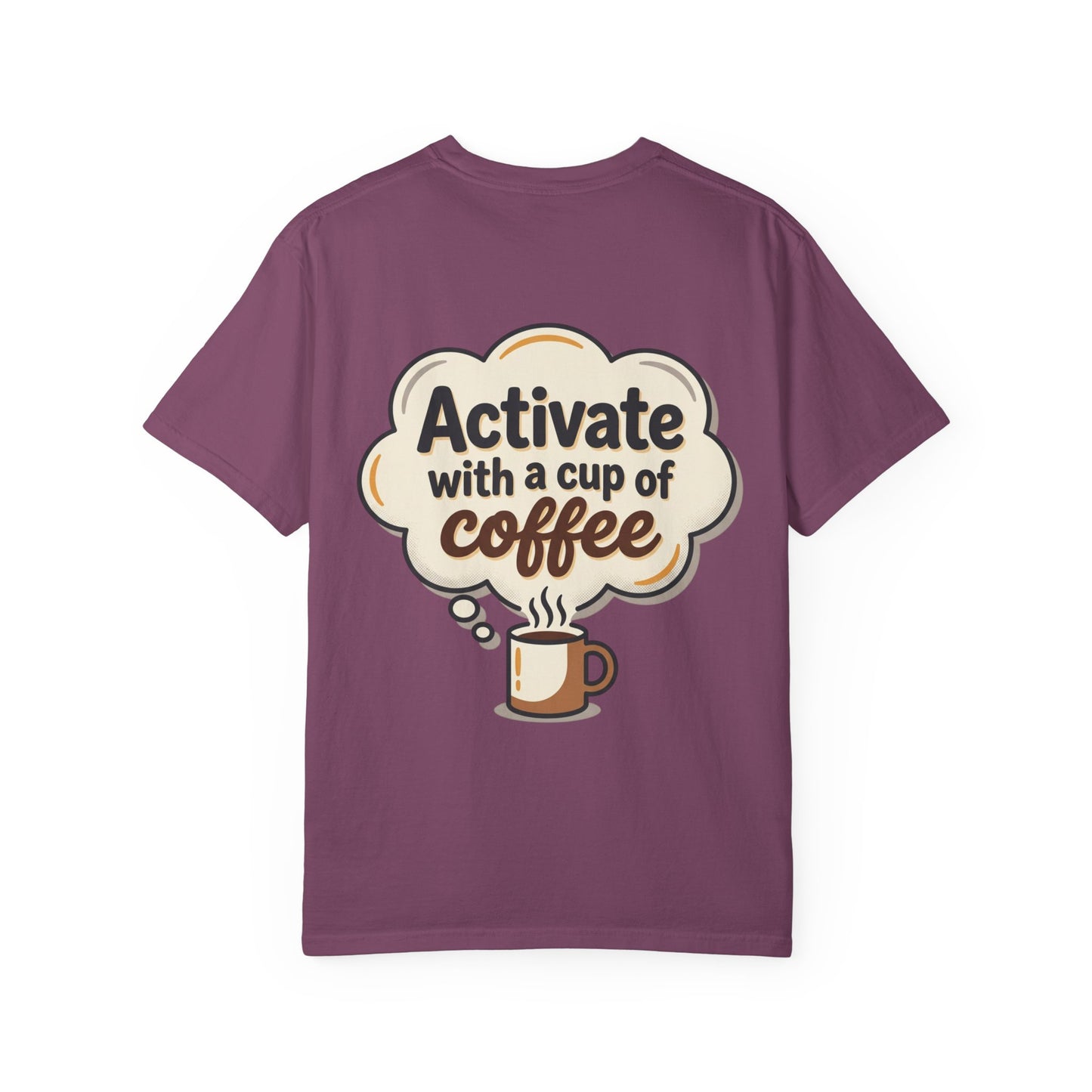 Loading Brain Graphic Tee — “Activate with a Cup of Coffee” Novelty T-Shirt