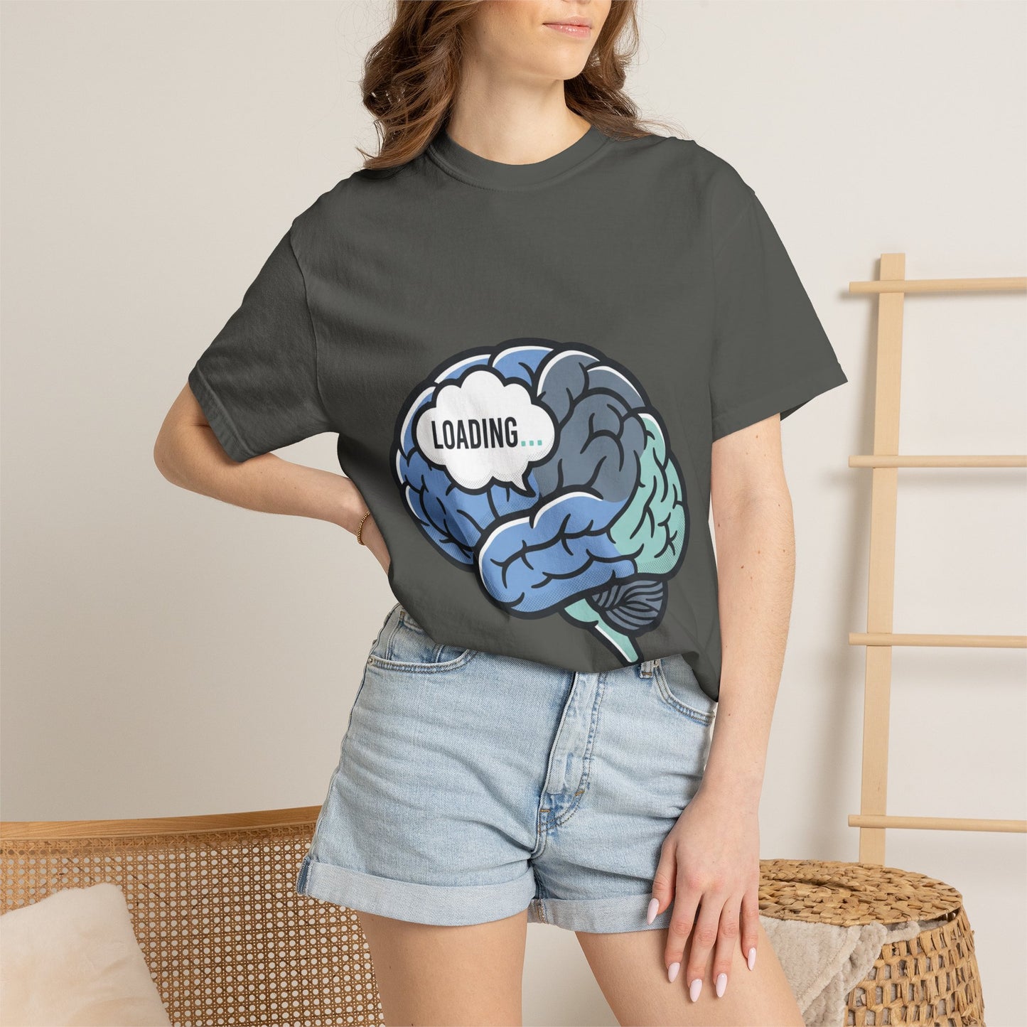 Loading Brain Graphic Tee — “Activate with a Cup of Coffee” Novelty T-Shirt