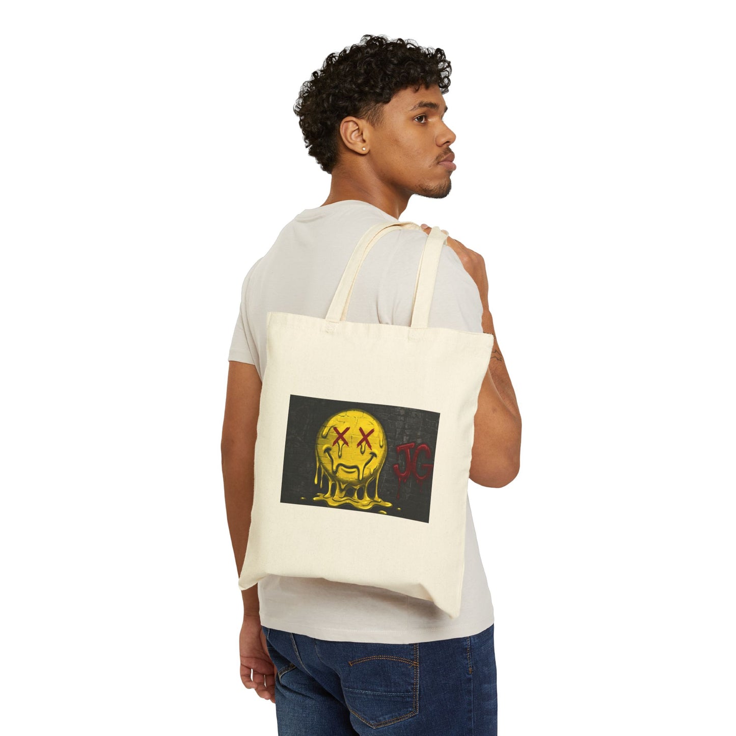 Melting Smiley Tote Bag — Edgy Grunge Canvas Shopper