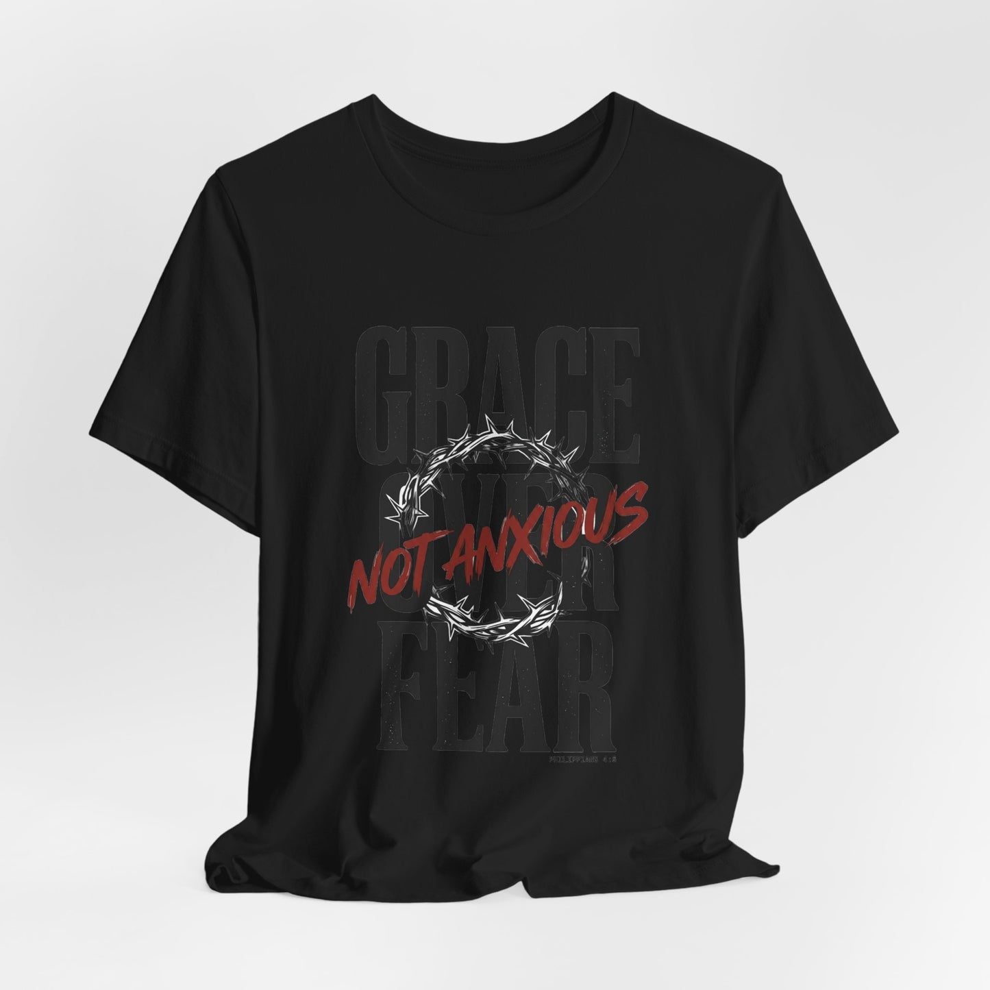 Grace Over Fear T-Shirt | Christian Streetwear, Distressed Scripture Typography