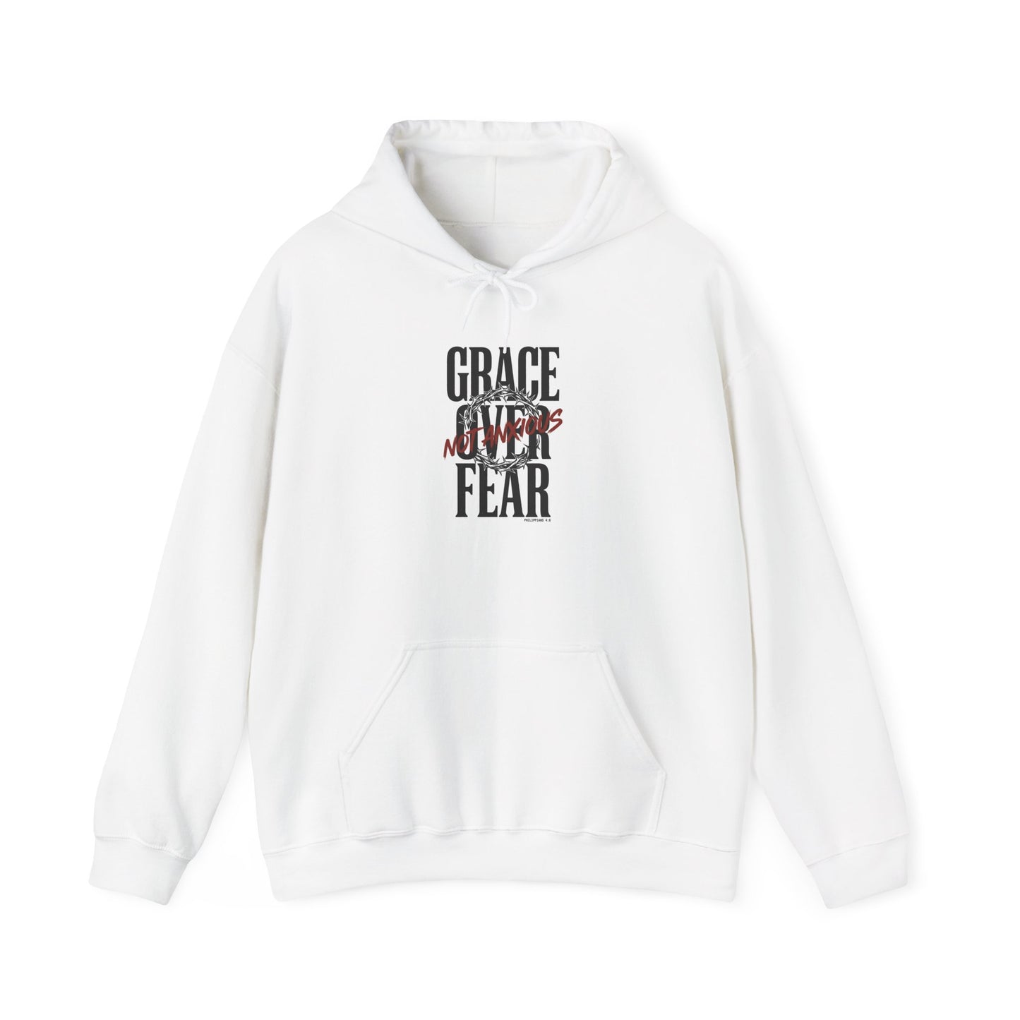 Grace Over Fear Hoodie | Christian Streetwear, Distressed Typography