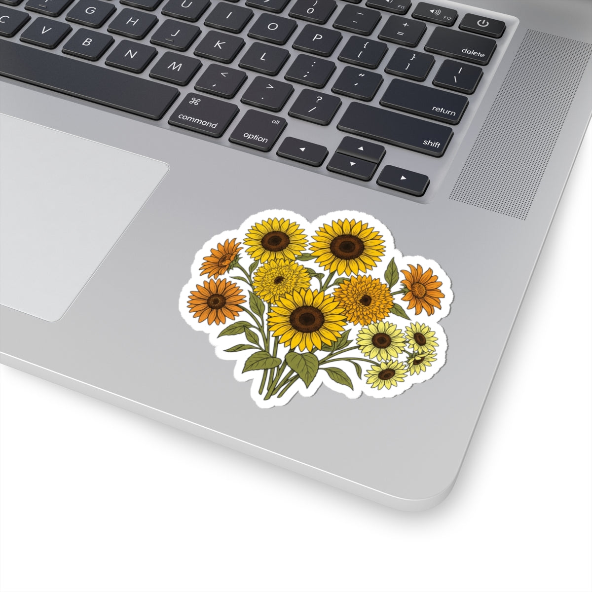 Sunflower Bouquet Kiss-Cut Sticker — Floral Laptop Decal
