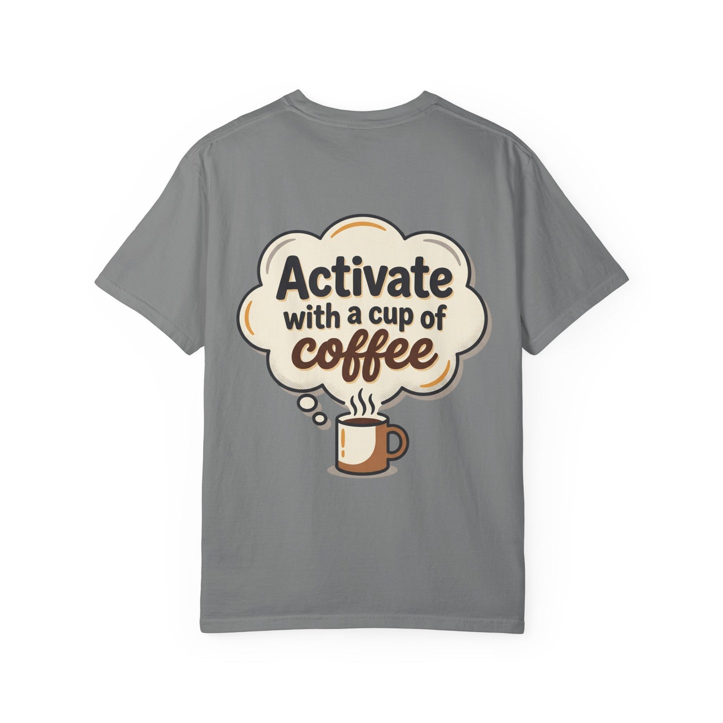 Loading Brain Graphic Tee — “Activate with a Cup of Coffee” Novelty T-Shirt