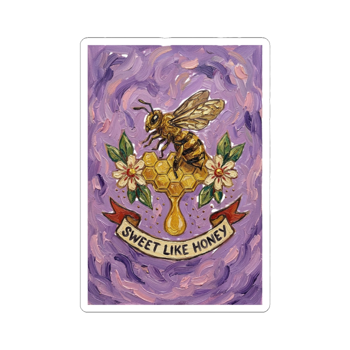 Sweet Like Honey Bee Sticker | Traditional Tattoo-Inspired, Floral Banner