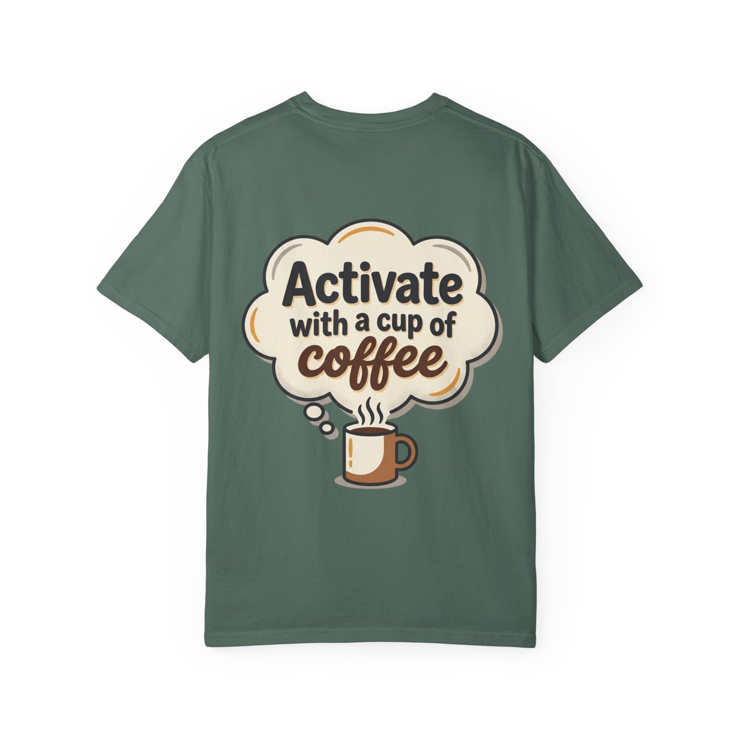 Loading Brain Graphic Tee — “Activate with a Cup of Coffee” Novelty T-Shirt