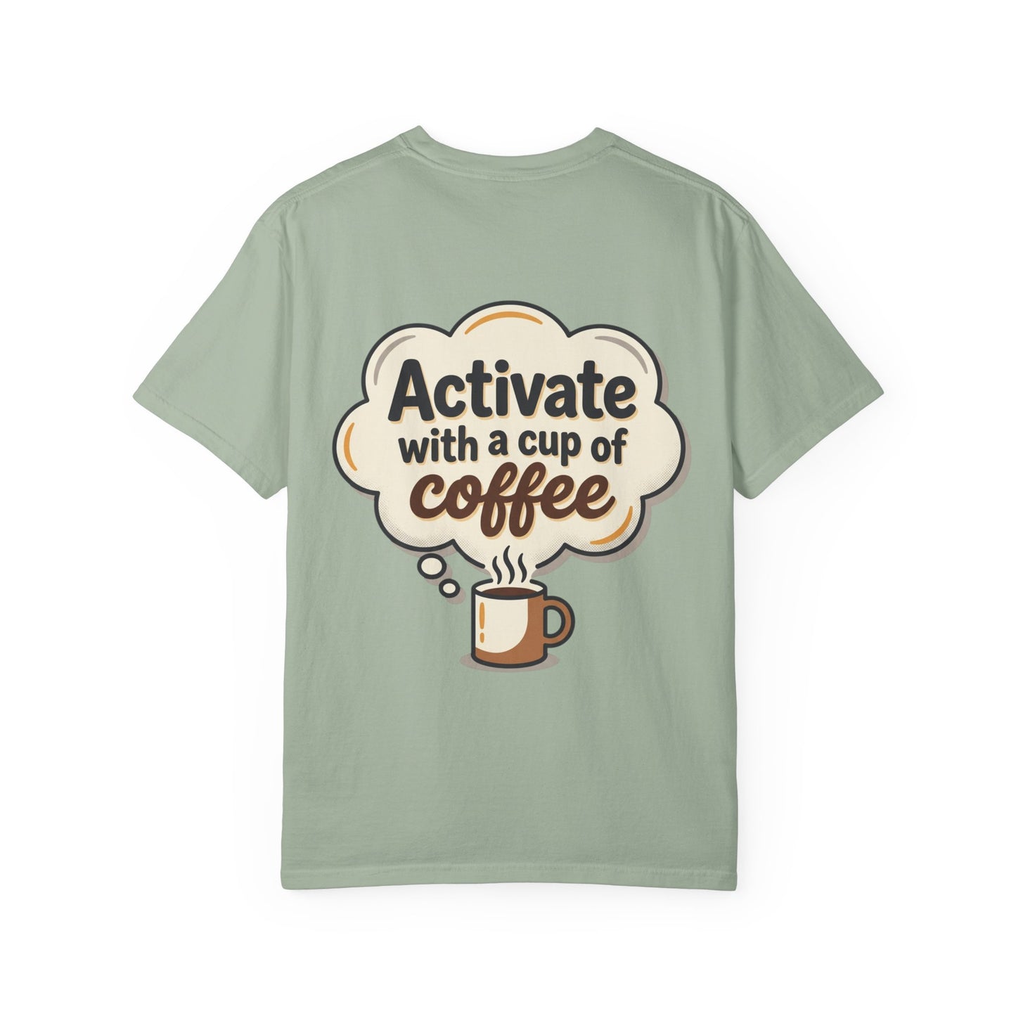 Loading Brain Graphic Tee — “Activate with a Cup of Coffee” Novelty T-Shirt