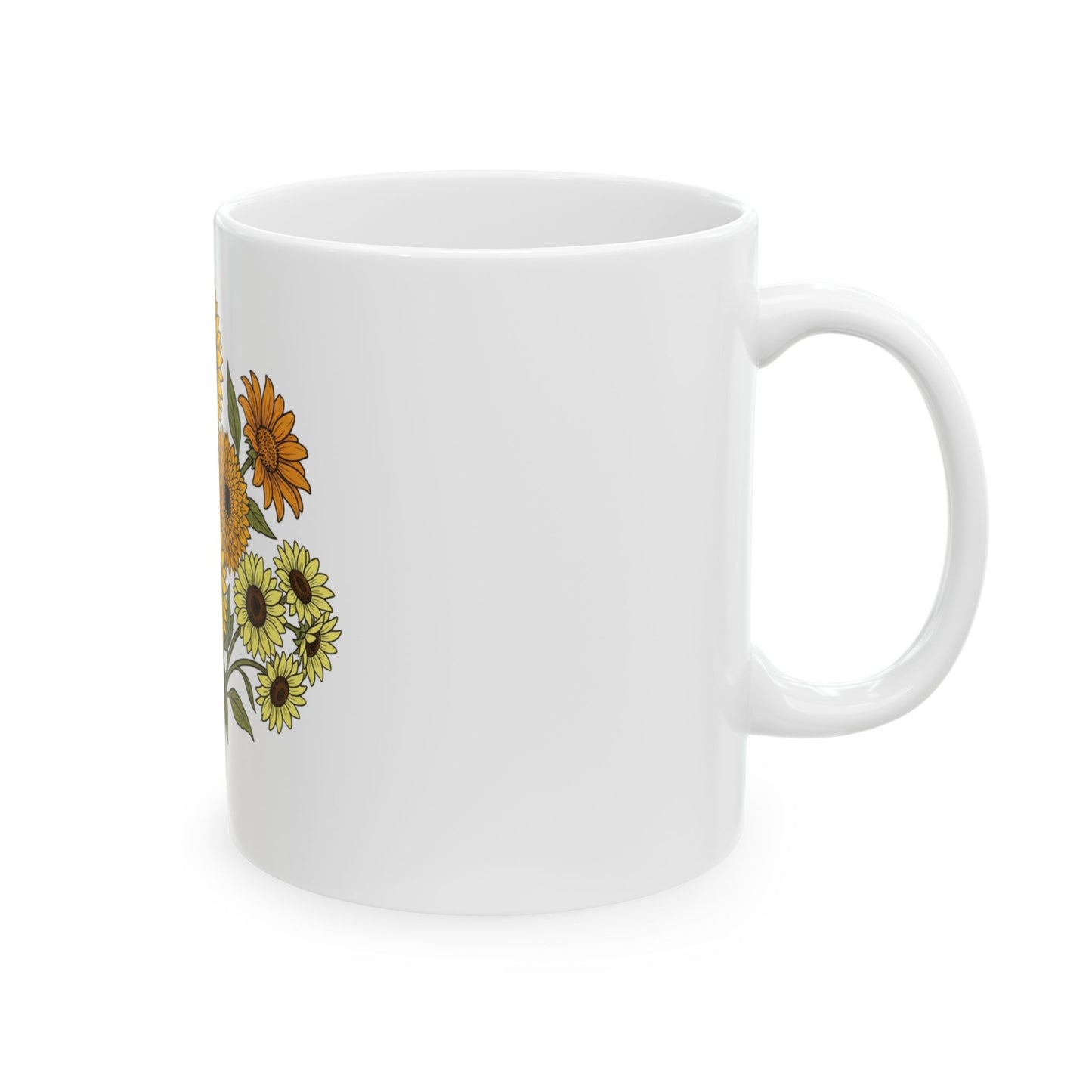 Sunflower Bouquet Ceramic Mug — Vintage Floral Coffee Cup (11oz & 15oz)