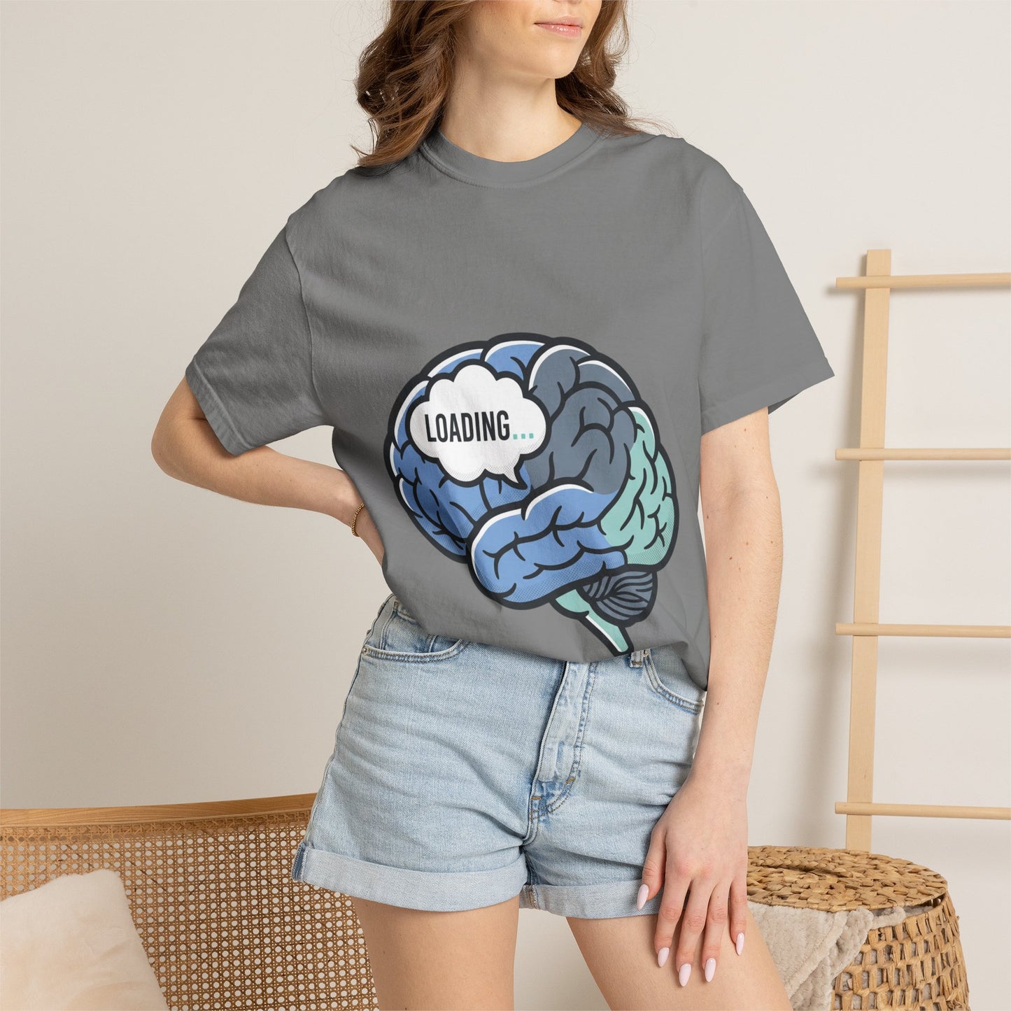 Loading Brain Graphic Tee — “Activate with a Cup of Coffee” Novelty T-Shirt
