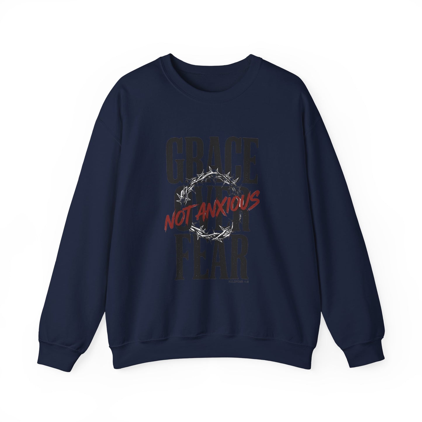 Grace Over Fear Sweatshirt | Christian Streetwear, Distressed Typography