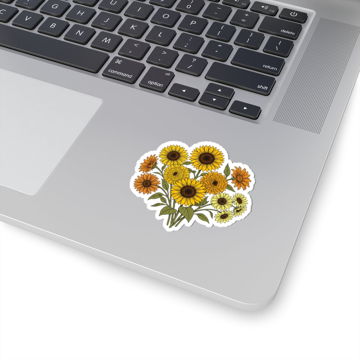 Sunflower Bouquet Kiss-Cut Sticker — Floral Laptop Decal