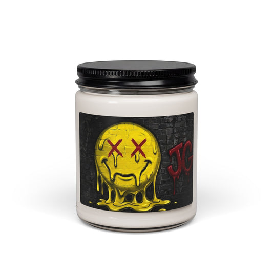 Melting Smiley Soy Candle — 9oz Scented Jar (Street Art Graphic)