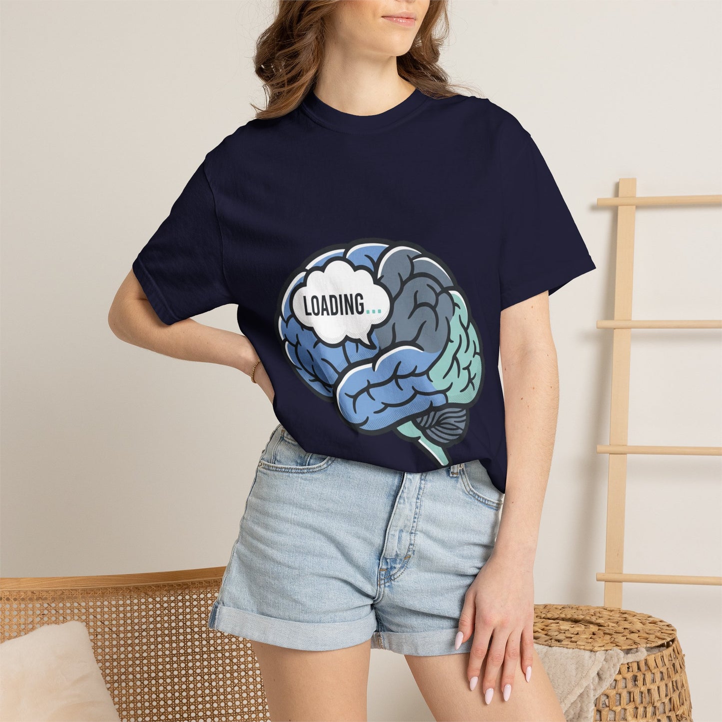 Loading Brain Graphic Tee — “Activate with a Cup of Coffee” Novelty T-Shirt