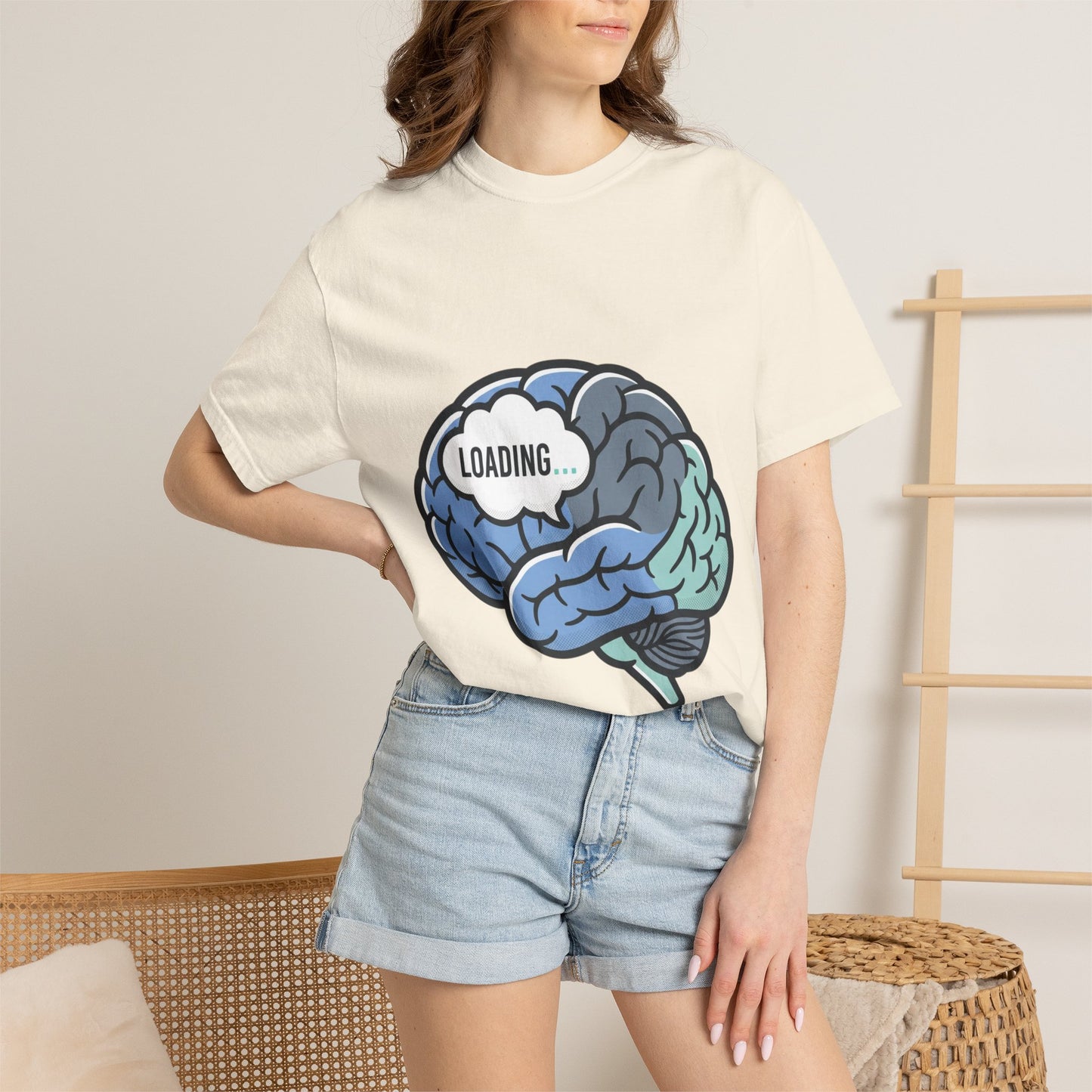 Loading Brain Graphic Tee — “Activate with a Cup of Coffee” Novelty T-Shirt