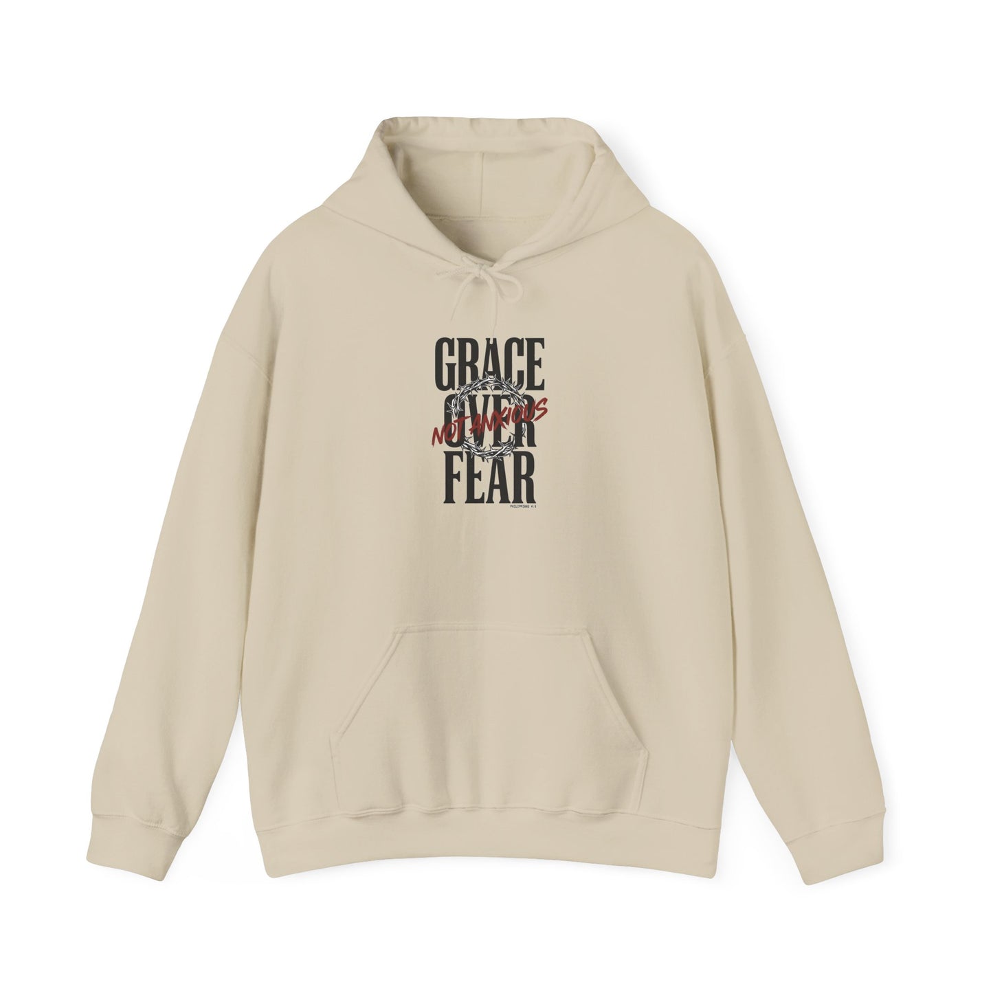 Grace Over Fear Hoodie | Christian Streetwear, Distressed Typography
