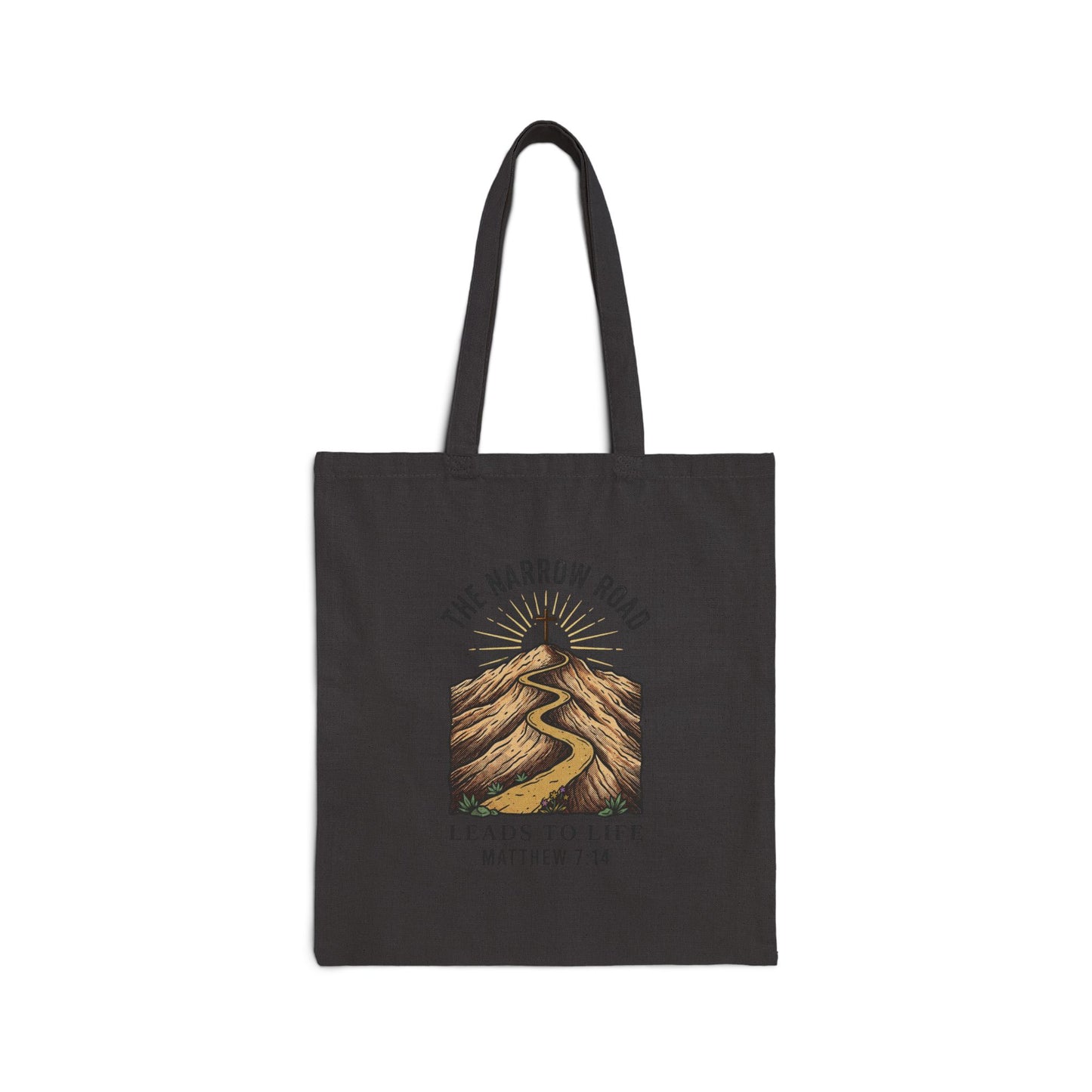 Narrow Road Matthew 7:14 Tote | Christian Streetwear, Scripture Illustration