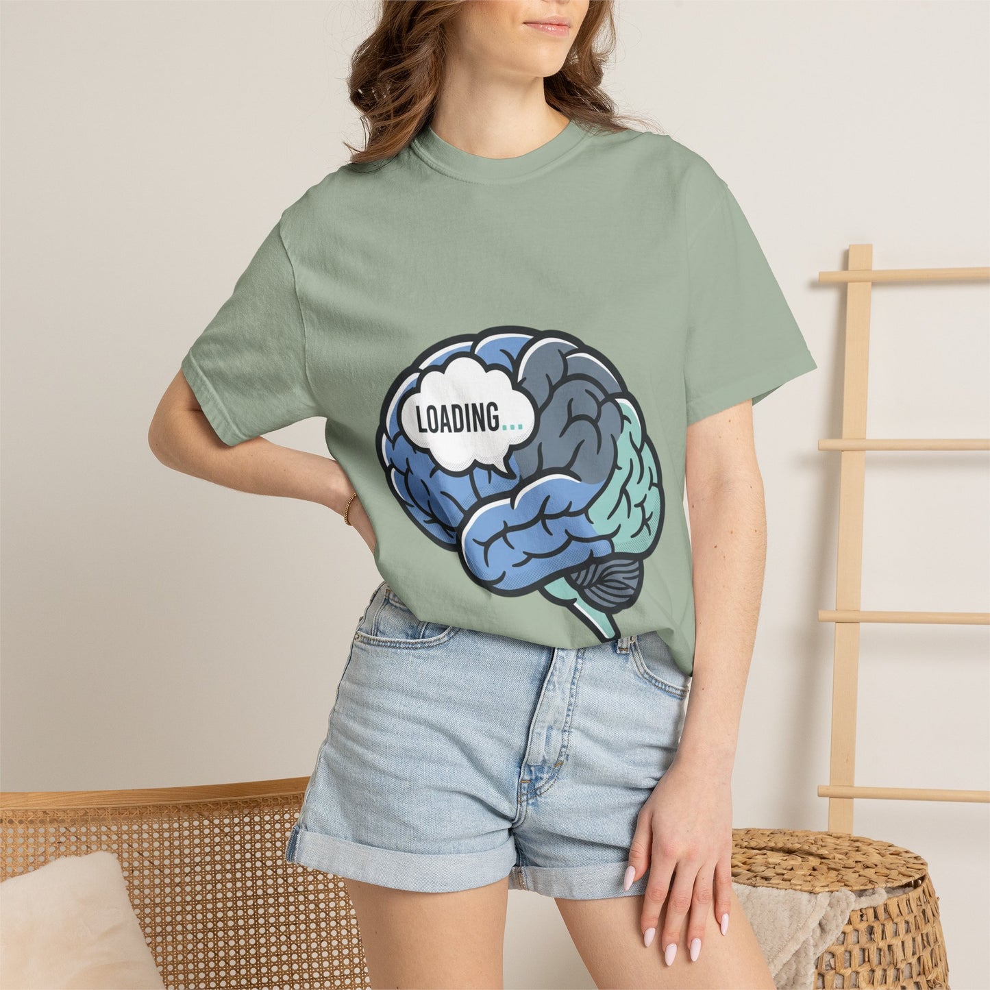 Loading Brain Graphic Tee — “Activate with a Cup of Coffee” Novelty T-Shirt