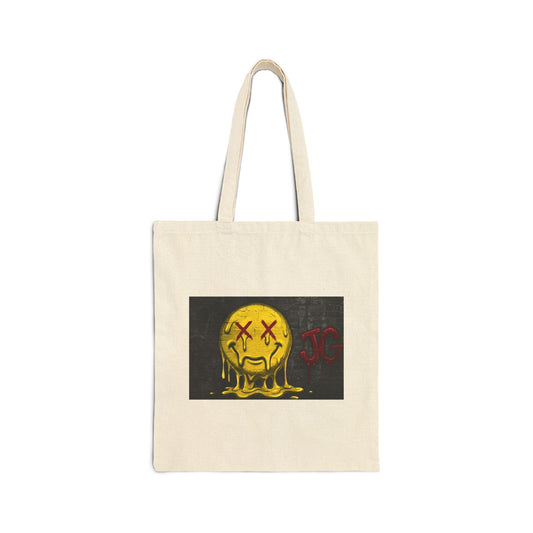 Melting Smiley Tote Bag — Edgy Grunge Canvas Shopper