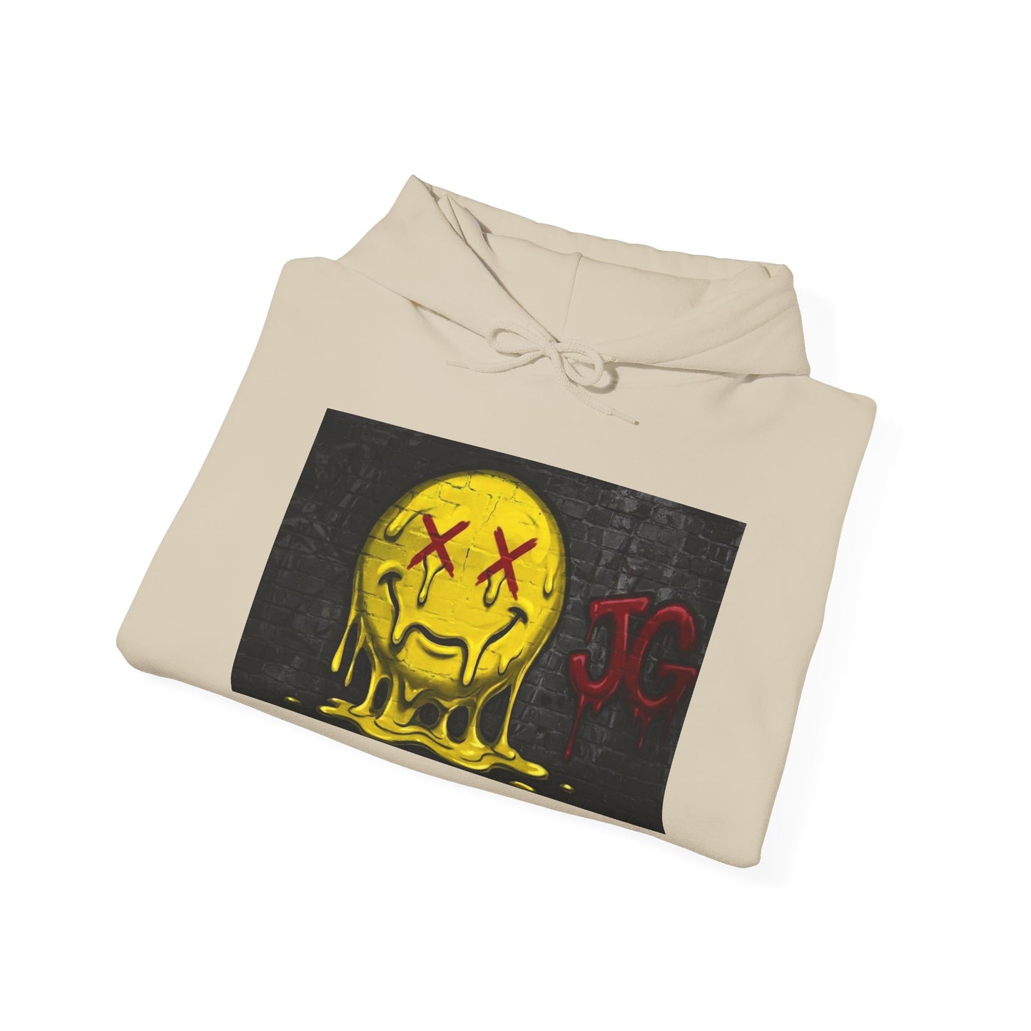Melting Smiley Hoodie – Grunge Yellow Drip Emoticon Sweatshirt