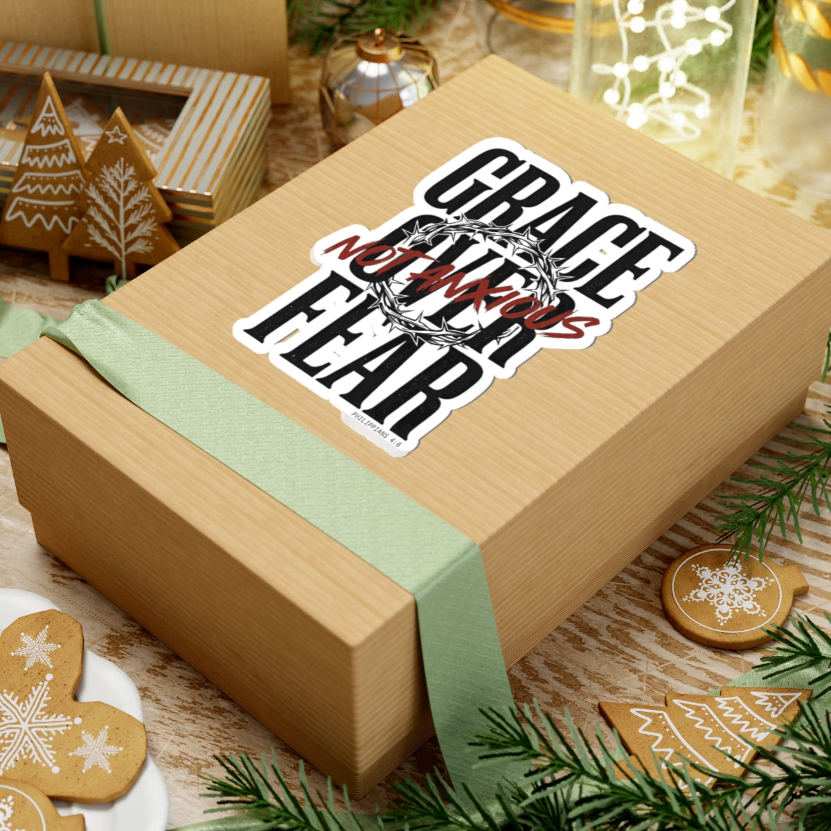 Grace Over Fear Sticker | Christian Streetwear, Scripture Thorn Graphic
