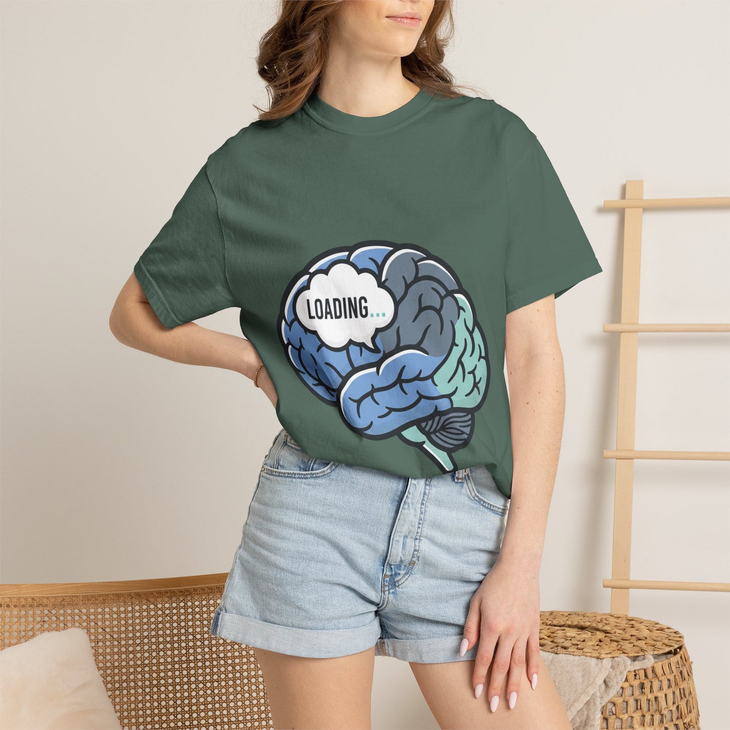 Loading Brain Graphic Tee — “Activate with a Cup of Coffee” Novelty T-Shirt
