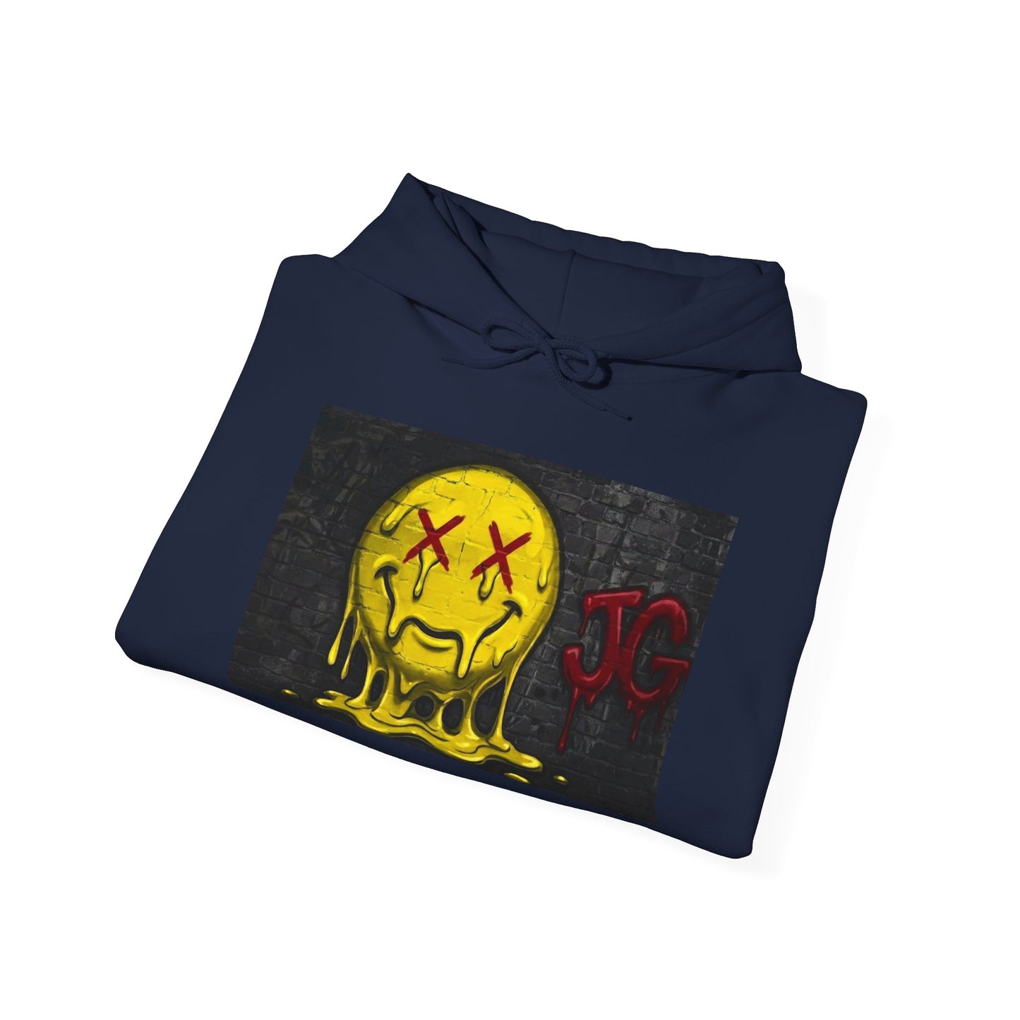 Melting Smiley Hoodie – Grunge Yellow Drip Emoticon Sweatshirt