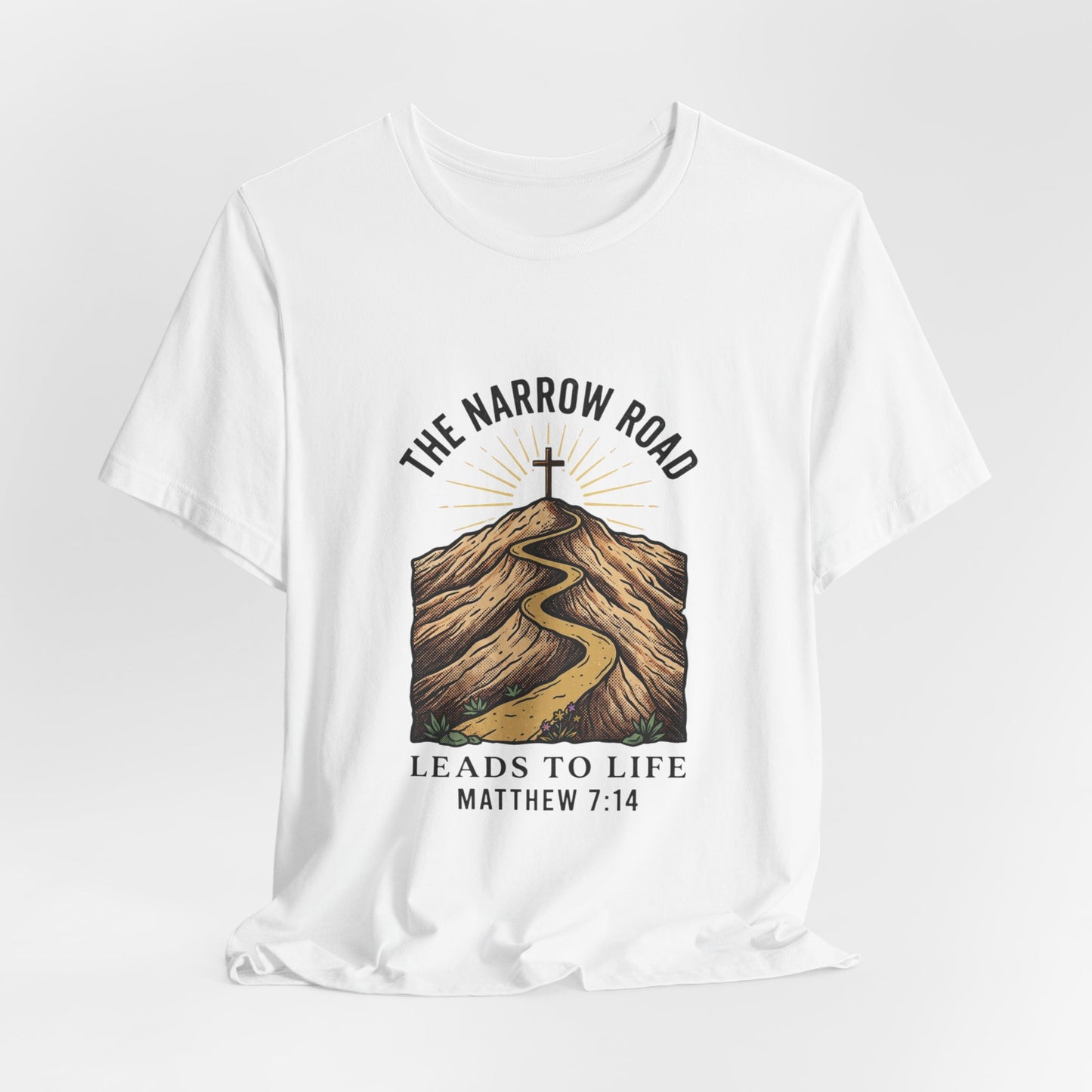 The Narrow Road Leads to Life Tee | Christian streetwear, scripture tee
