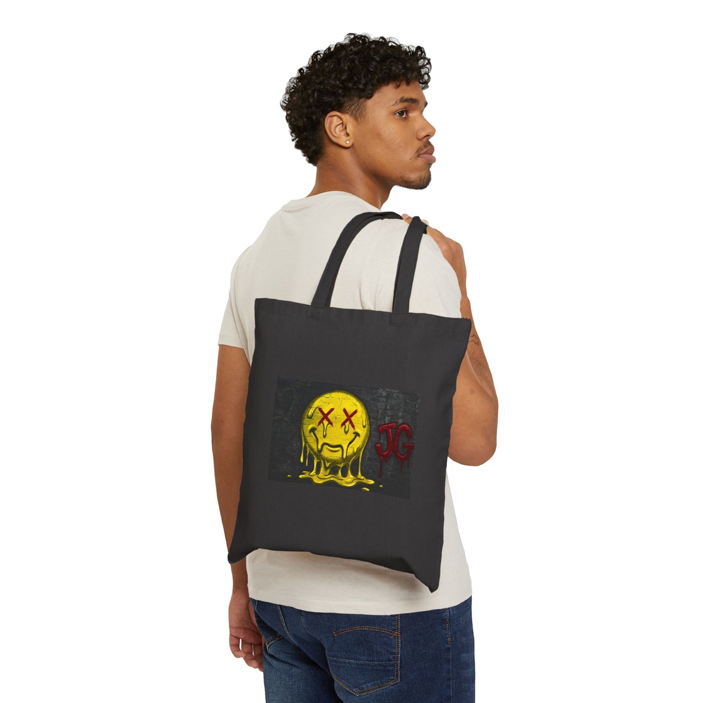 Melting Smiley Tote Bag — Edgy Grunge Canvas Shopper