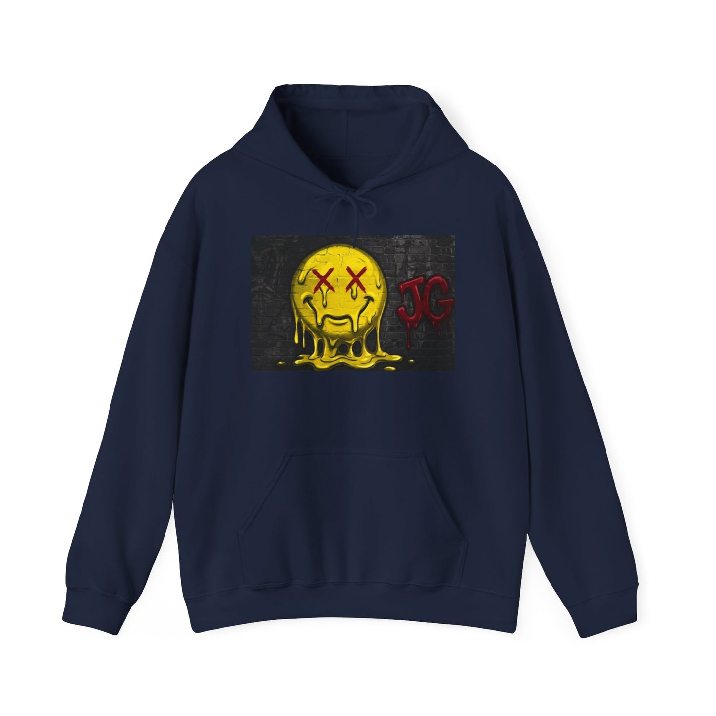 Melting Smiley Hoodie – Grunge Yellow Drip Emoticon Sweatshirt