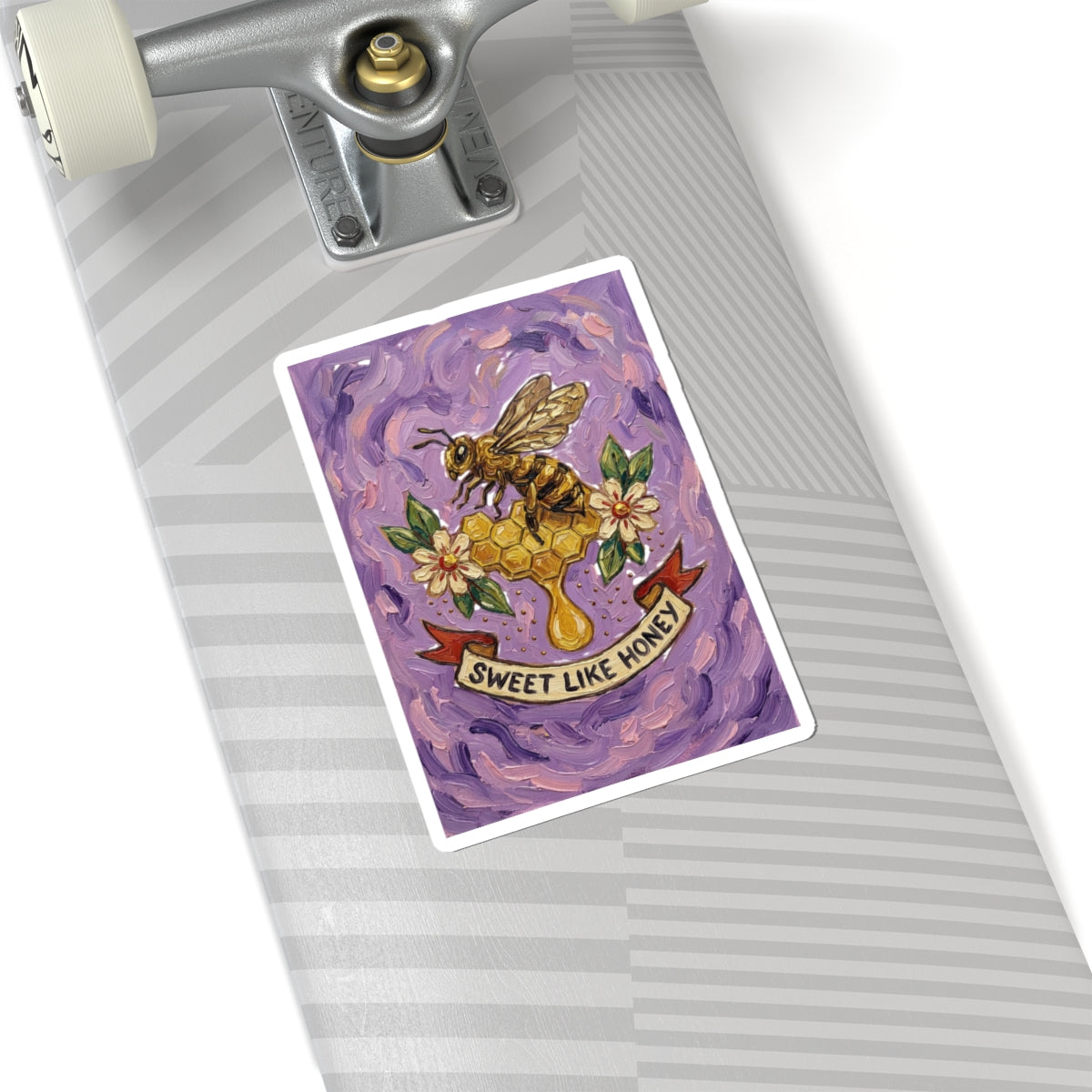 Sweet Like Honey Bee Sticker | Traditional Tattoo-Inspired, Floral Banner