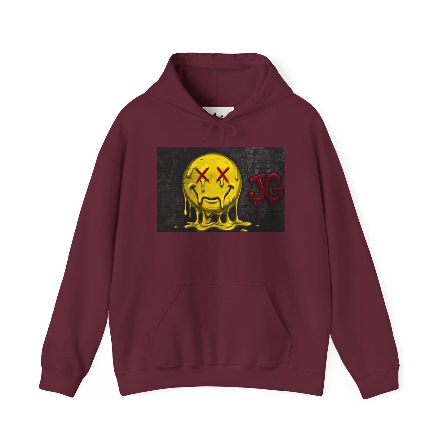 Melting Smiley Hoodie — Grunge Drip Streetwear Sweatshirt