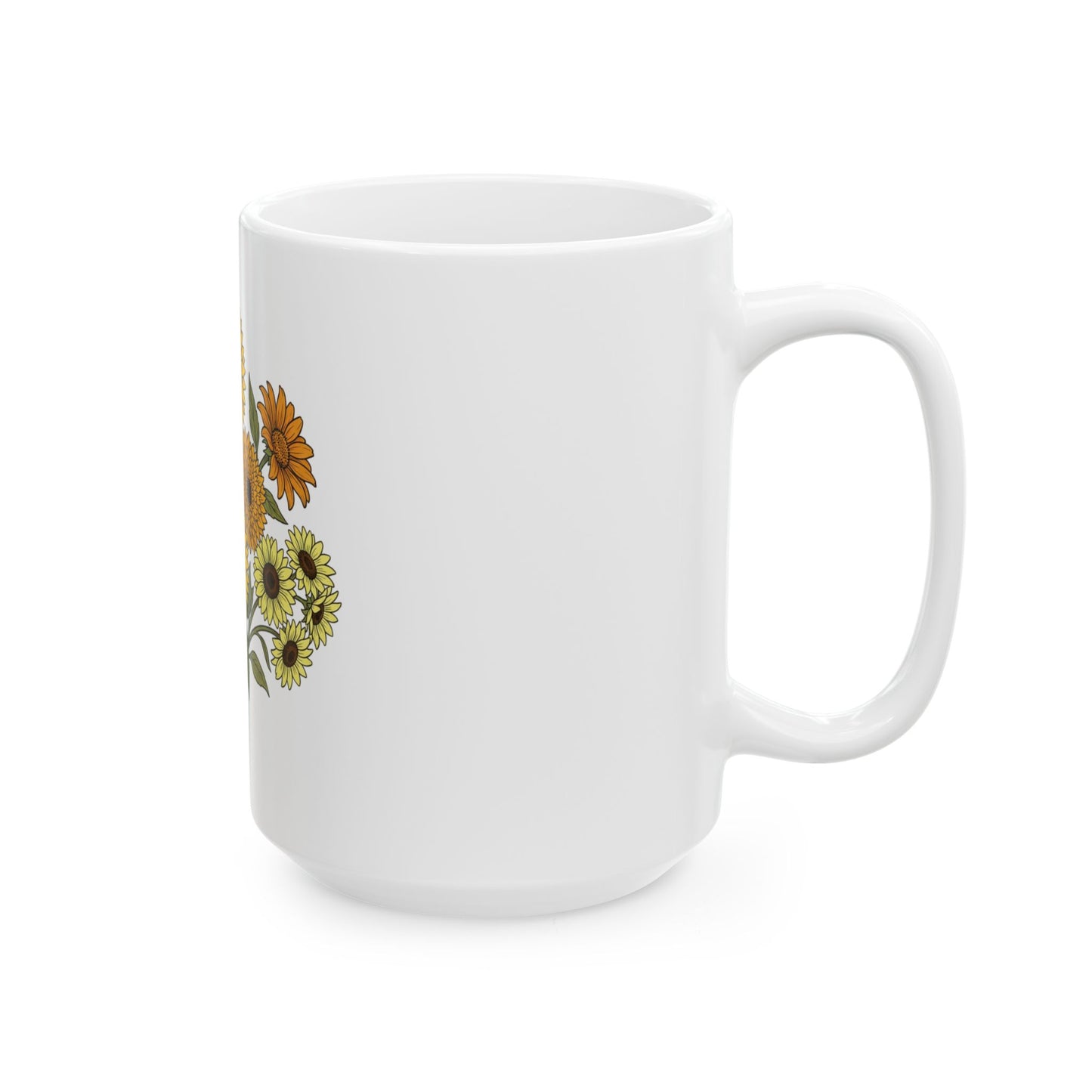 Sunflower Bouquet Ceramic Mug — Vintage Floral Coffee Cup (11oz & 15oz)