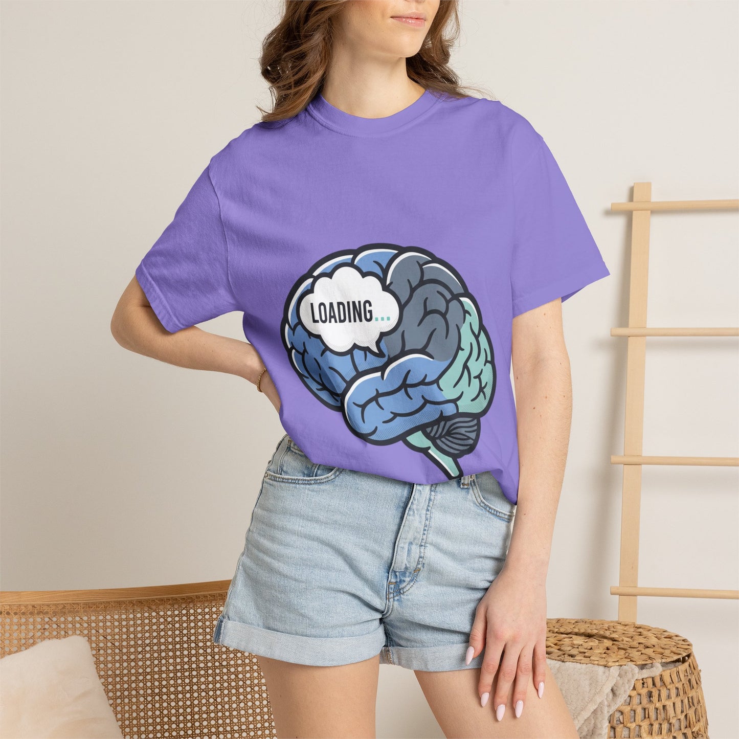 Loading Brain Graphic Tee — “Activate with a Cup of Coffee” Novelty T-Shirt