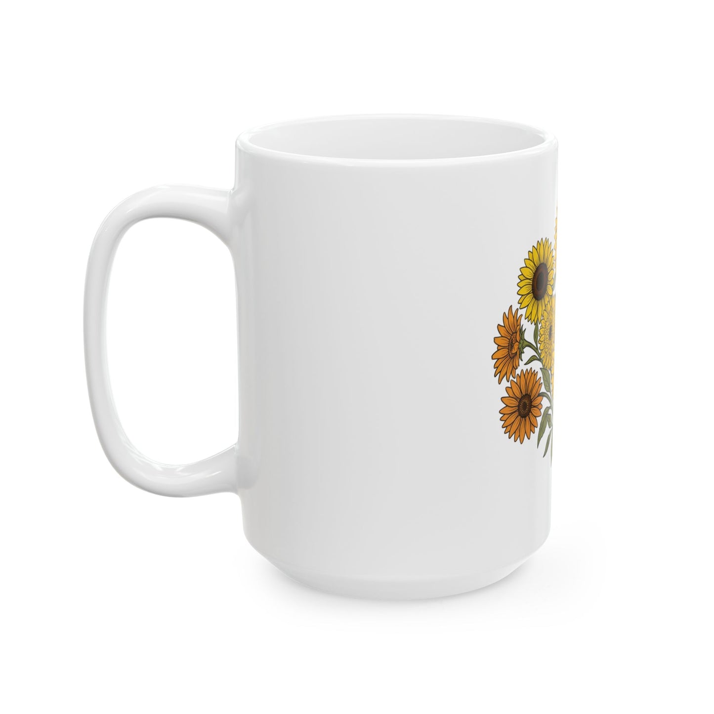 Sunflower Bouquet Ceramic Mug — Vintage Floral Coffee Cup (11oz & 15oz)