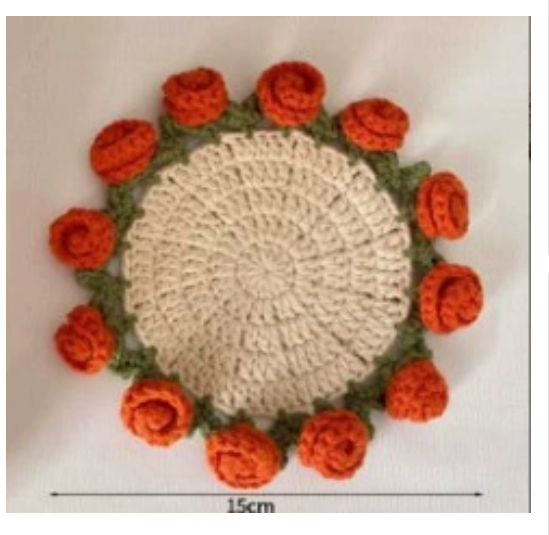 DIY Rose Crochet Coaster Kit – Handmade Flower Coaster Craft Set for Beginners