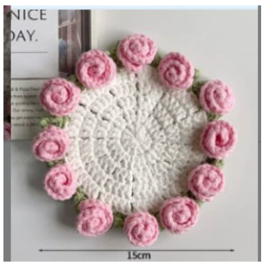 DIY Rose Crochet Coaster Kit – Handmade Flower Coaster Craft Set for Beginners