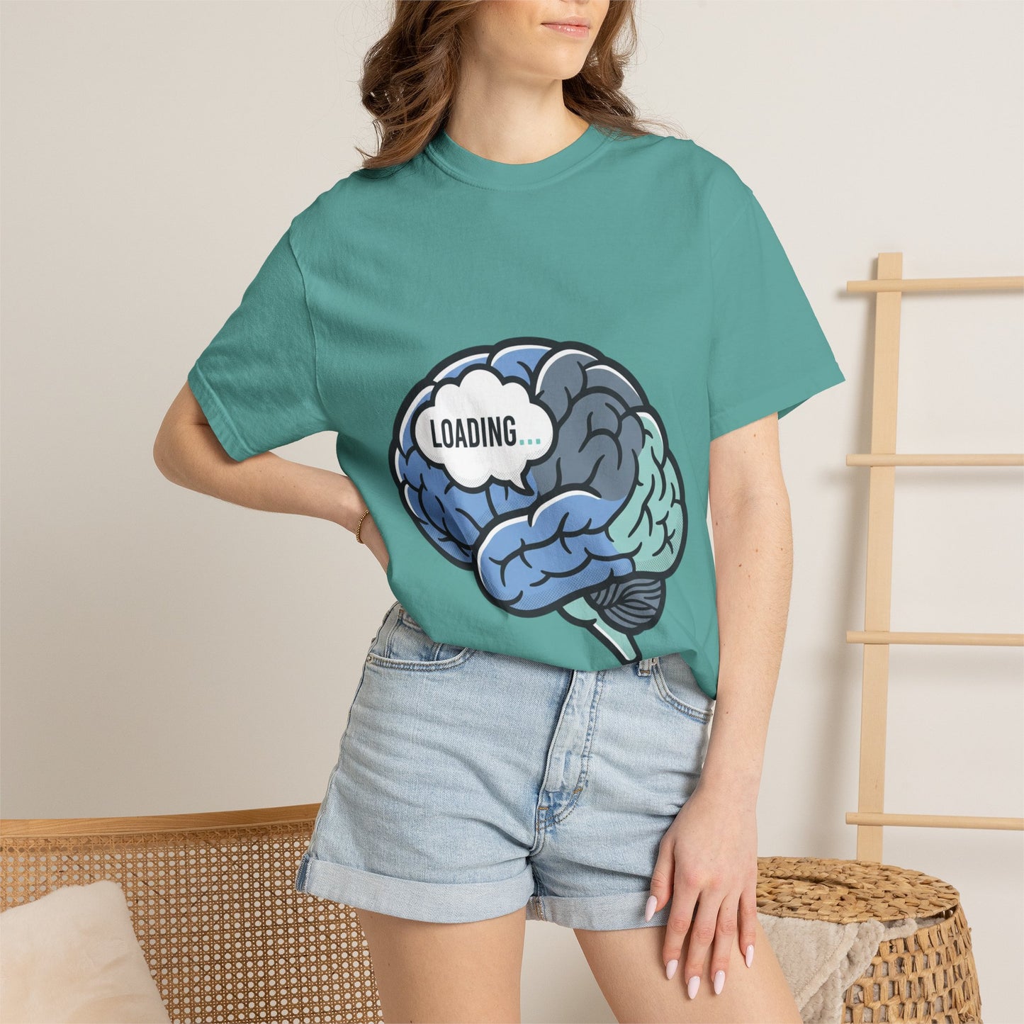 Loading Brain Graphic Tee — “Activate with a Cup of Coffee” Novelty T-Shirt