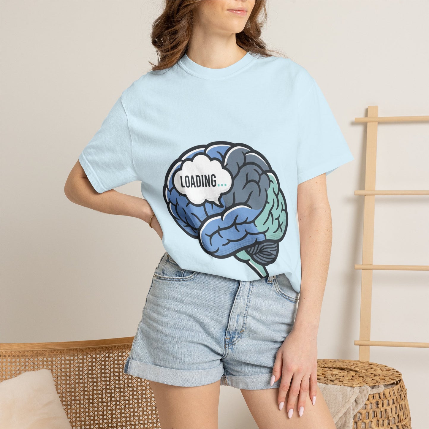 Loading Brain Graphic Tee — “Activate with a Cup of Coffee” Novelty T-Shirt